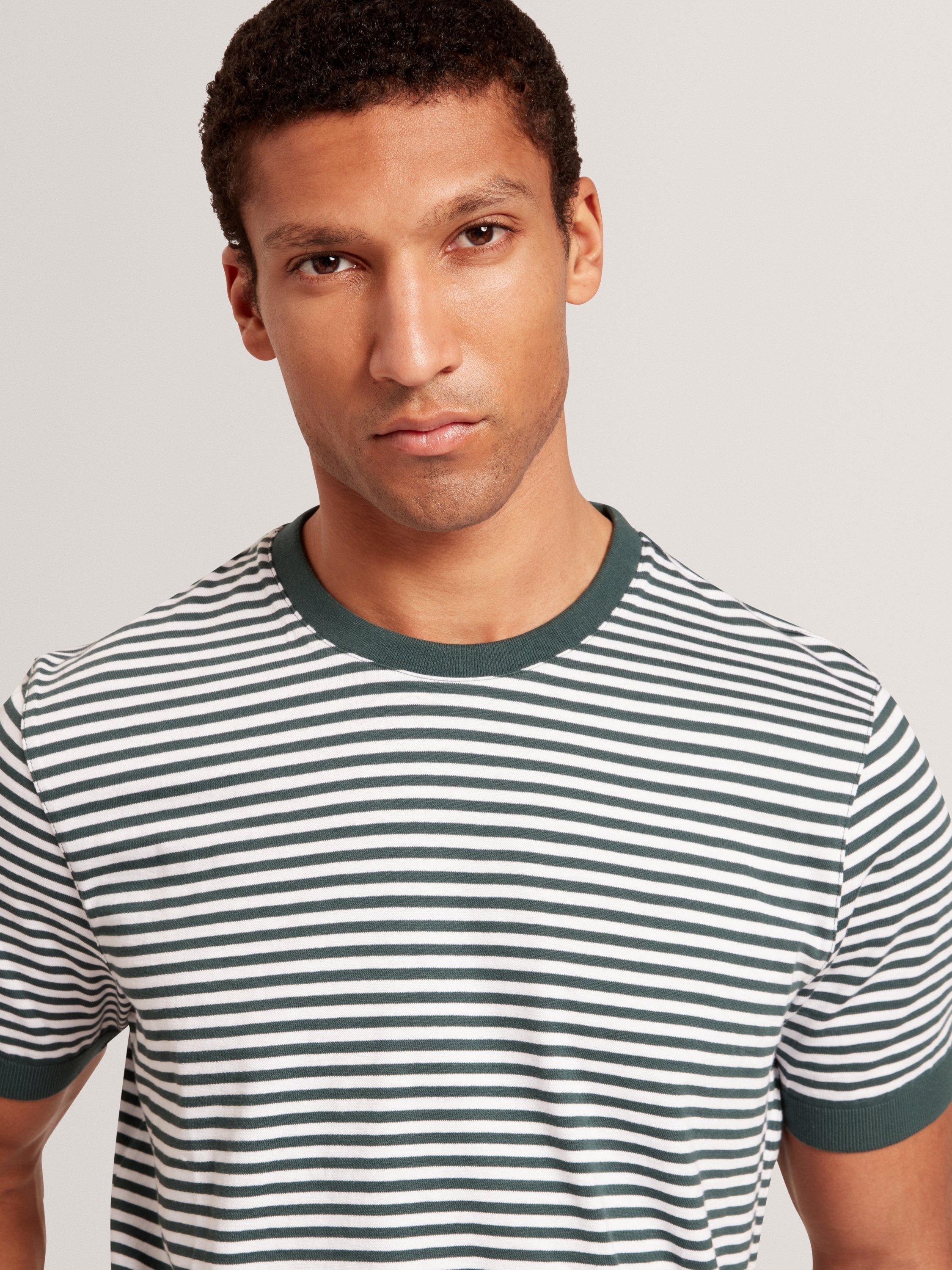 Product image 2 of 8, which shows Ted Baker Ourme Cotton Regular Fit Stripe T-Shirt, Dark Green, S