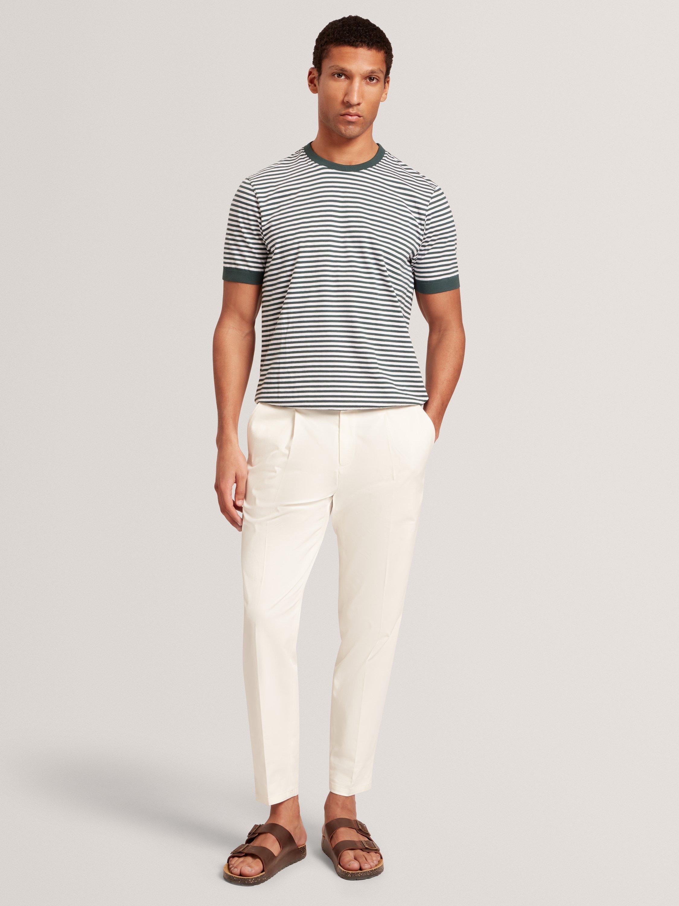 Product image 6 of 8, which shows Ted Baker Ourme Cotton Regular Fit Stripe T-Shirt, Dark Green, S