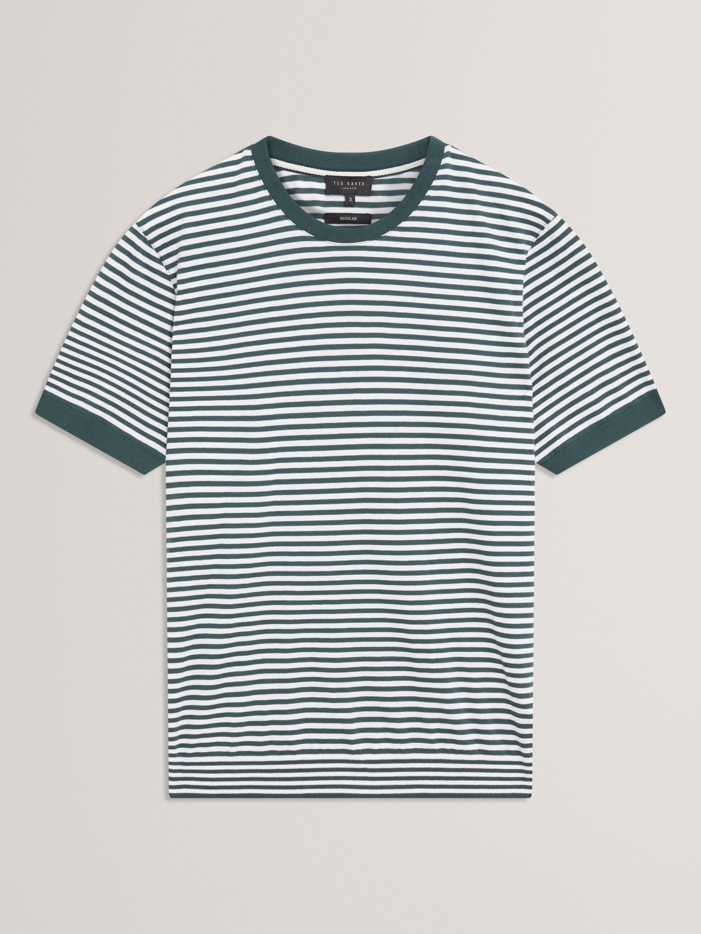 Product image 7 of 8, which shows Ted Baker Ourme Cotton Regular Fit Stripe T-Shirt, Dark Green, S