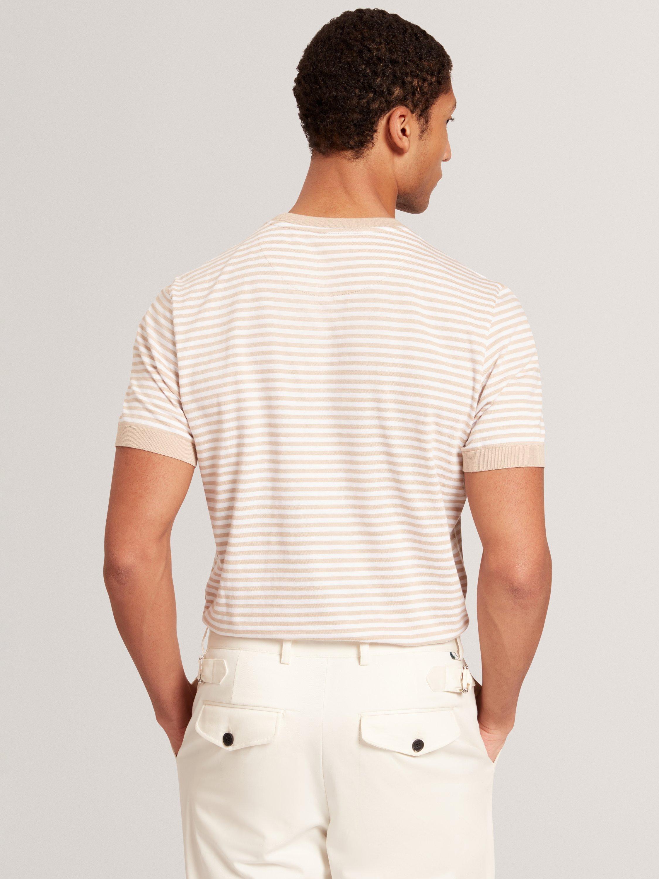 Product image 3 of 5, which shows Ted Baker Ourme Cotton Regular Fit Stripe T-Shirt, Taupe, S