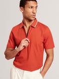 Ted Baker Cophen Zip Neck Textured Polo Shirt, Dark Orange