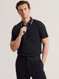 Ted Baker Cophen Zip Neck Textured Polo Shirt, Navy