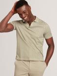 Ted Baker Matejo Cotton Regular Fit Geo Open Neck Polo Shirt, Green
