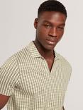 Ted Baker Matejo Cotton Regular Fit Geo Open Neck Polo Shirt, Green