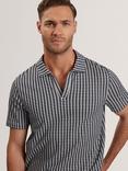Ted Baker Matejo Cotton Regular Fit Geo Open Neck Polo Shirt, Navy