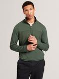Ted Baker Simonea Regular Fit Contrast Panel Half-Zip Jumper, Dark Green