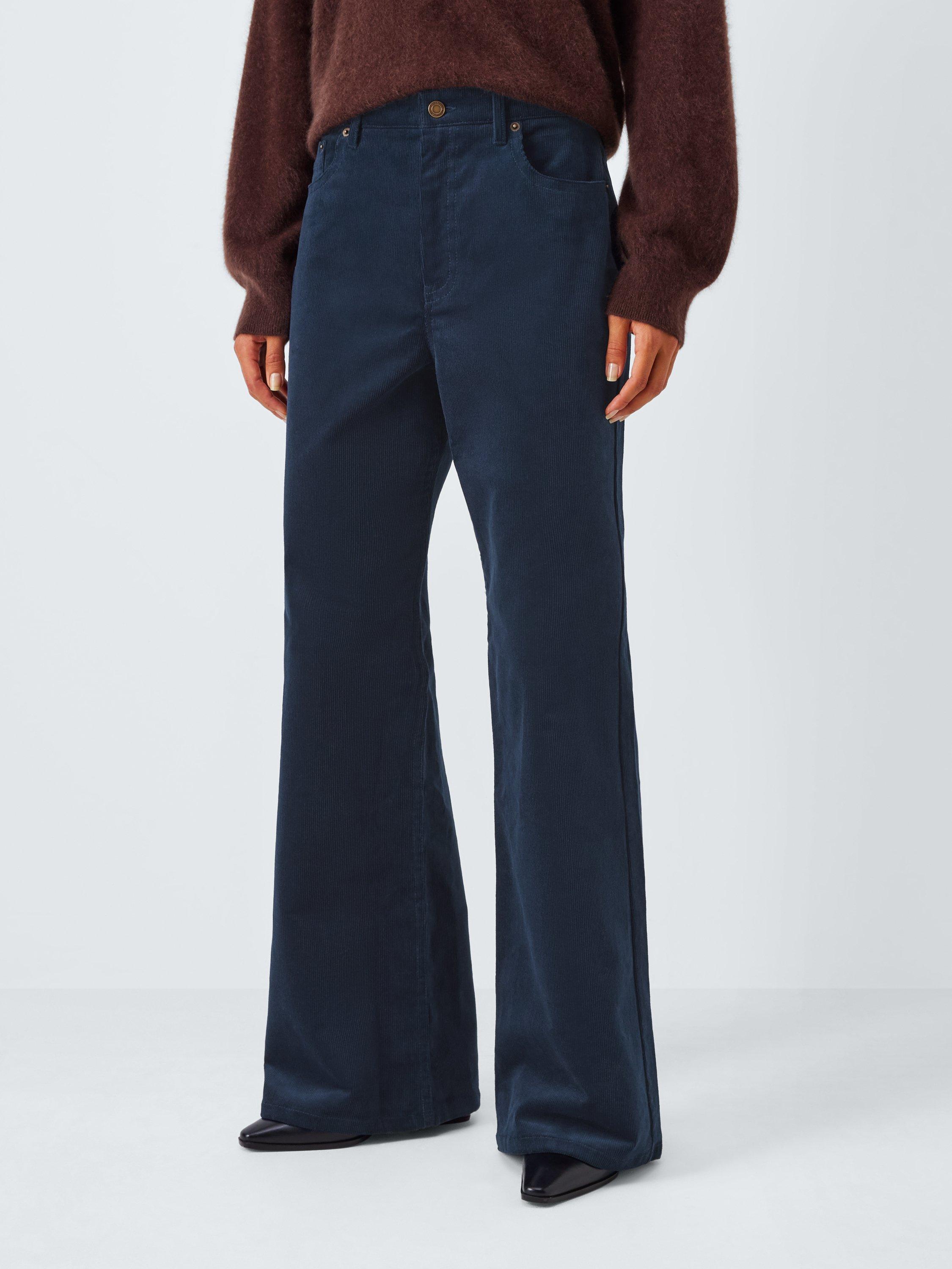 Product image 1 of 6, which shows John Lewis Flared Corduroy Trousers, Navy, 10