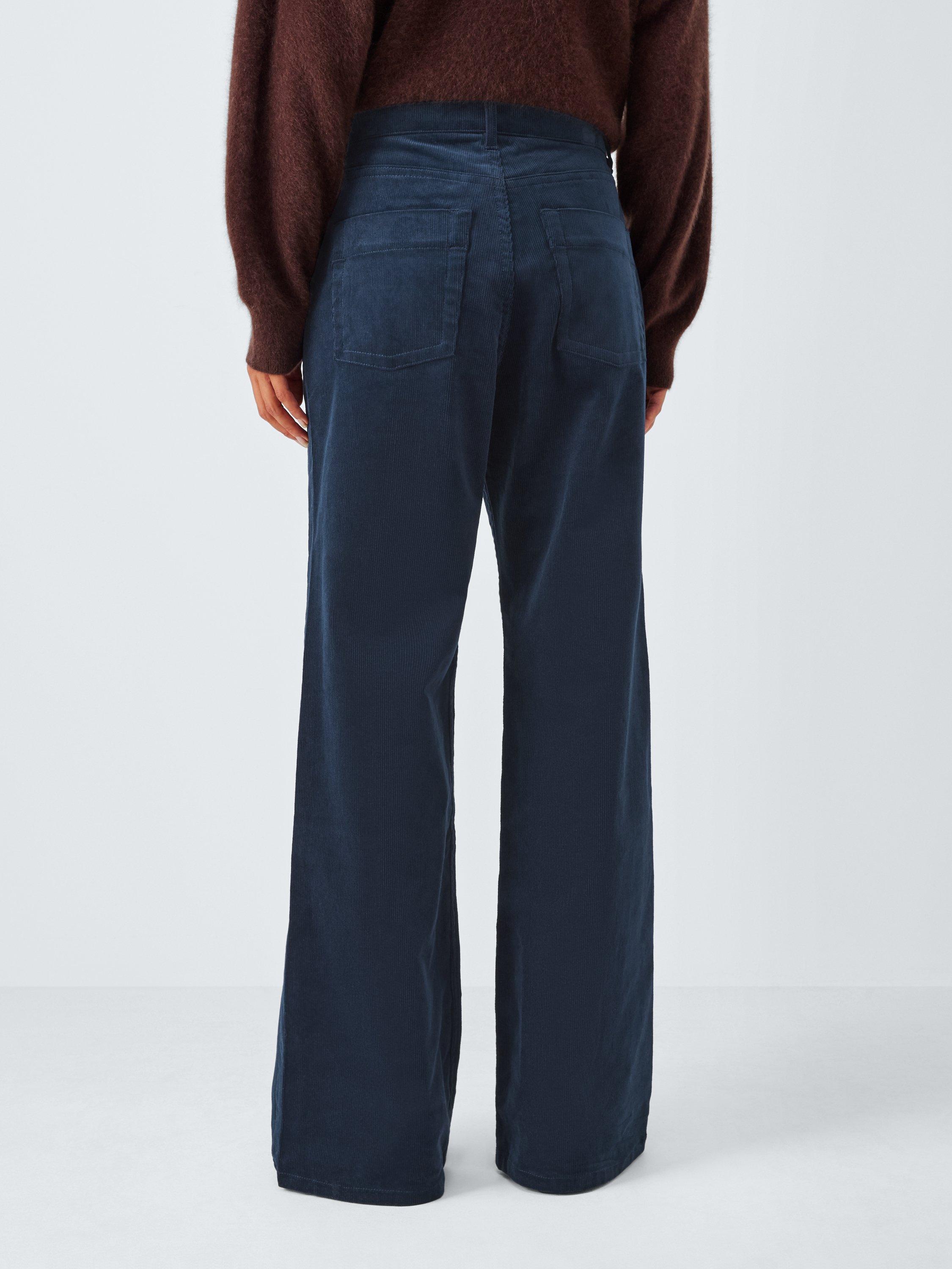 Product image 2 of 6, which shows John Lewis Flared Corduroy Trousers, Navy, 10