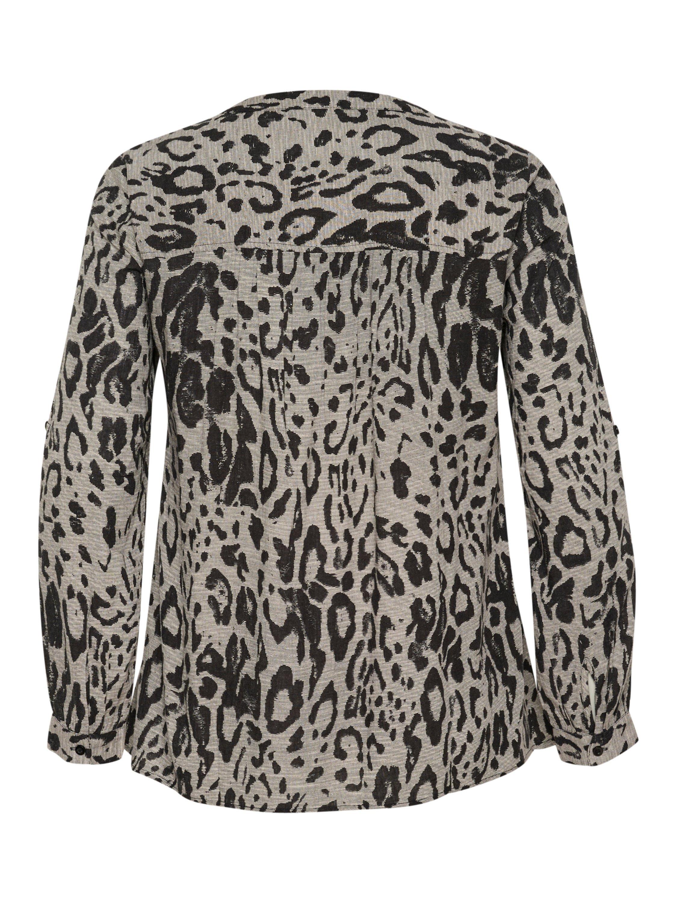 Product image 6 of 6, which shows KAFFE Curve Mille Animal Print Long Sleeve Top, Grey/Black, 20