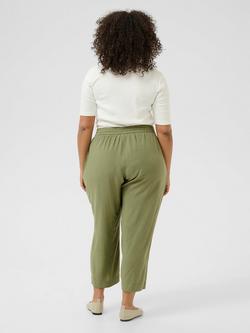 KAFFE Curve Mille Cropped Wide Leg Trousers, Oil Green - view 2, Oil Green
