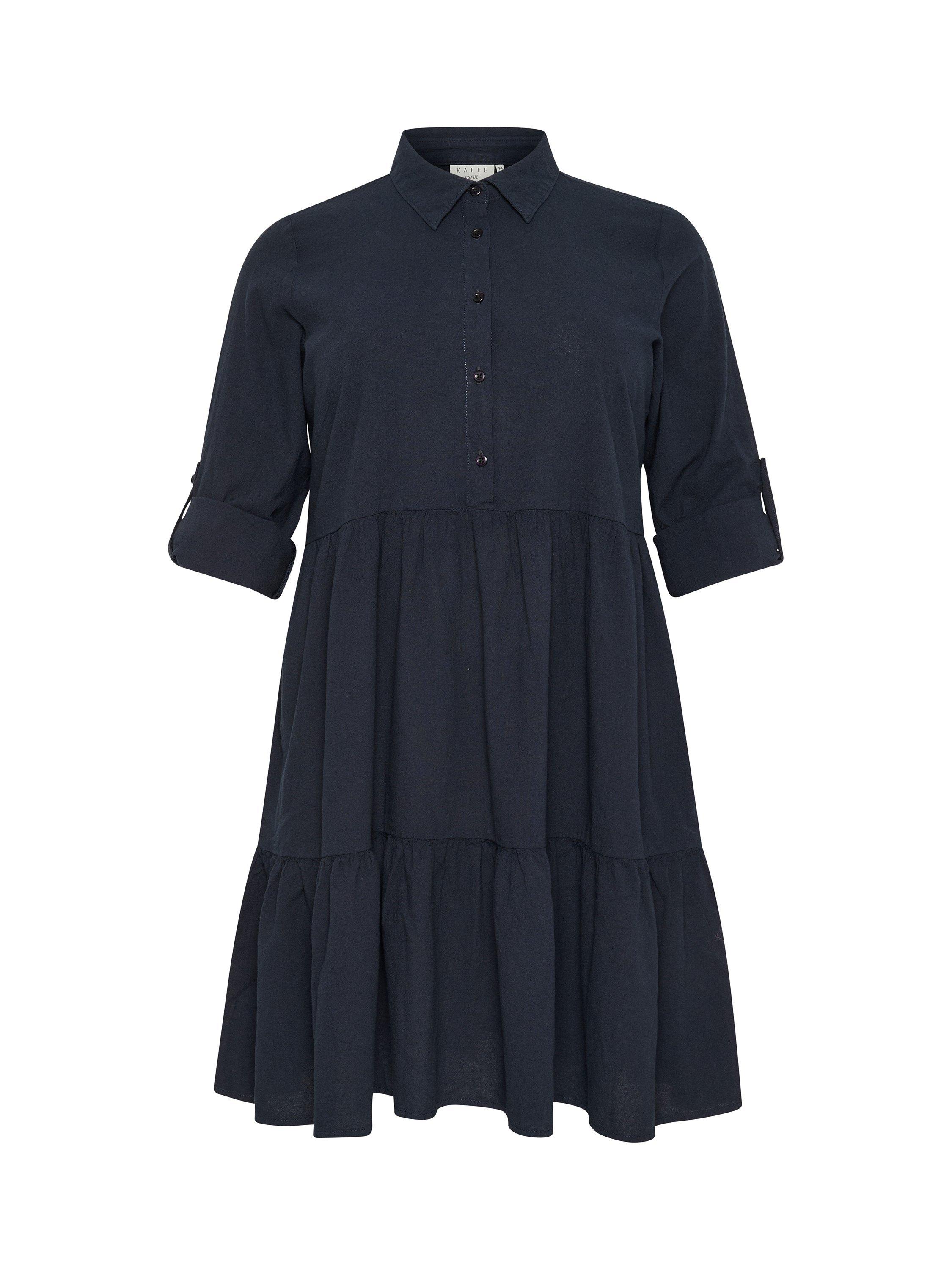 Product image 5 of 6, which shows KAFFE Curve Nana Gathered A-Line Shirt Dress, Midnight Marine, 18