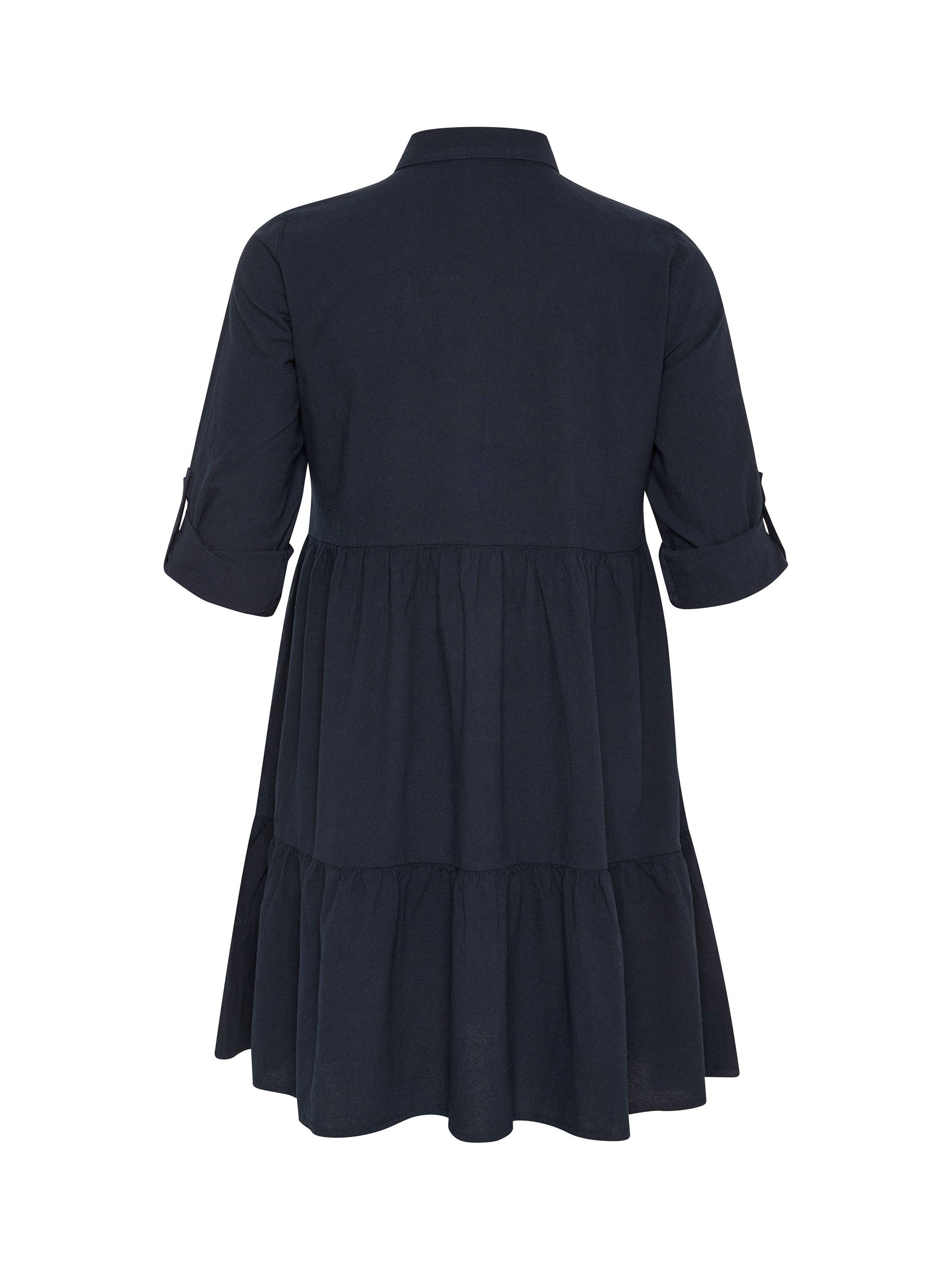 Product image 6 of 6, which shows KAFFE Curve Nana Gathered A-Line Shirt Dress, Midnight Marine, 18
