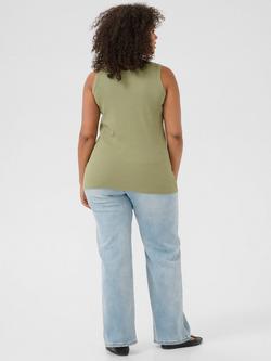 KAFFE Curve Carina Scoop Neck Vest Top, Oil Green - view 2, Oil Green