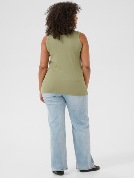 KAFFE Curve Carina Scoop Neck Vest Top, Oil Green - view 2, Oil Green