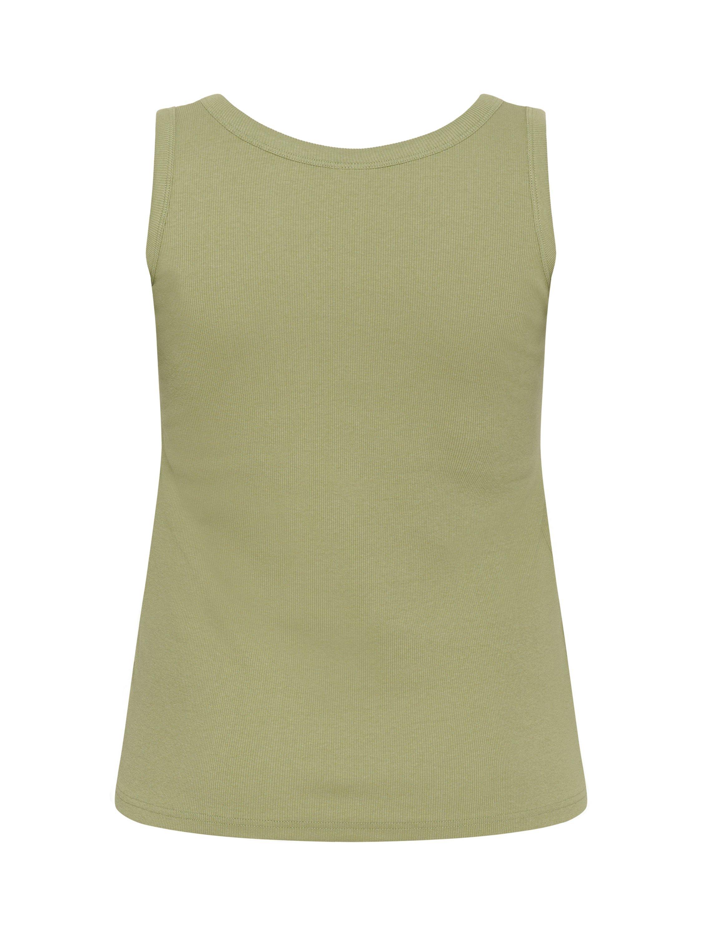 Product image 6 of 6, which shows KAFFE Curve Carina Scoop Neck Vest Top, Oil Green, S