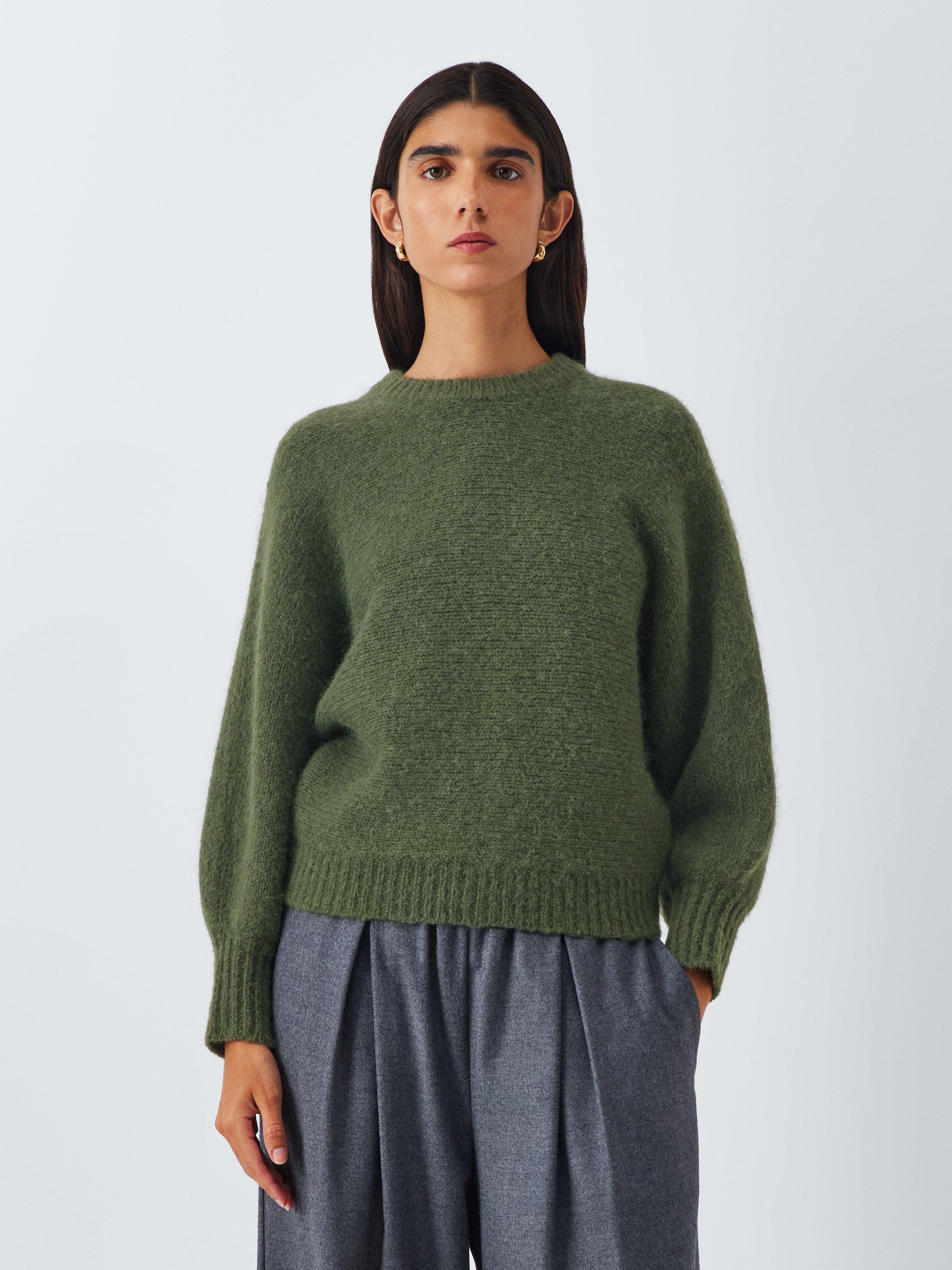 Product image 1 of 6, which shows John Lewis Alpaca Wool Blend Relaxed Jumper, Khaki, S