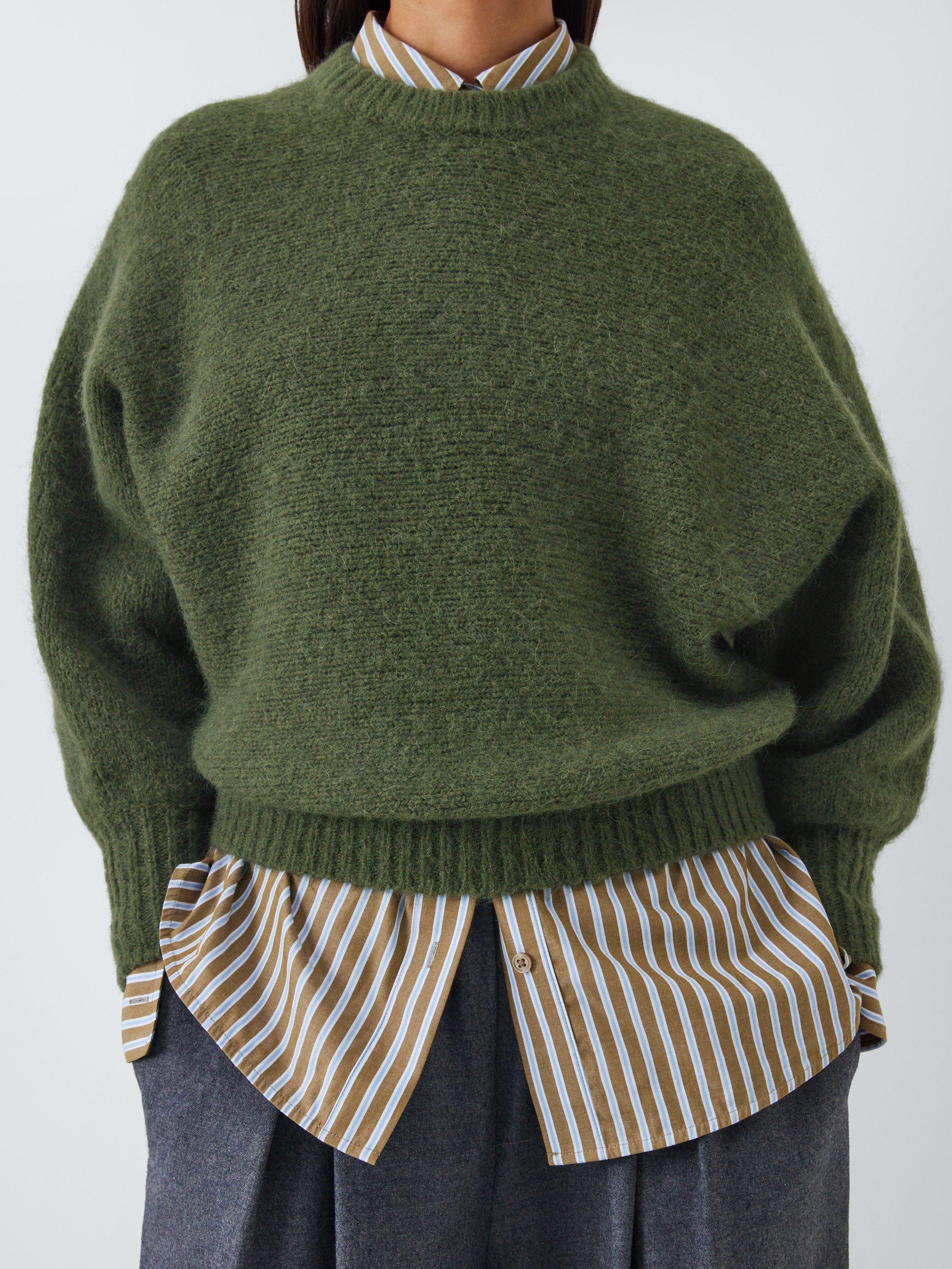 Product image 6 of 6, which shows John Lewis Alpaca Wool Blend Relaxed Jumper, Khaki, S