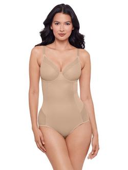Miraclesuit Sexy Sheer Padded Cup Bodysuit, Warm Beige, Warm Beige, Warm Beige