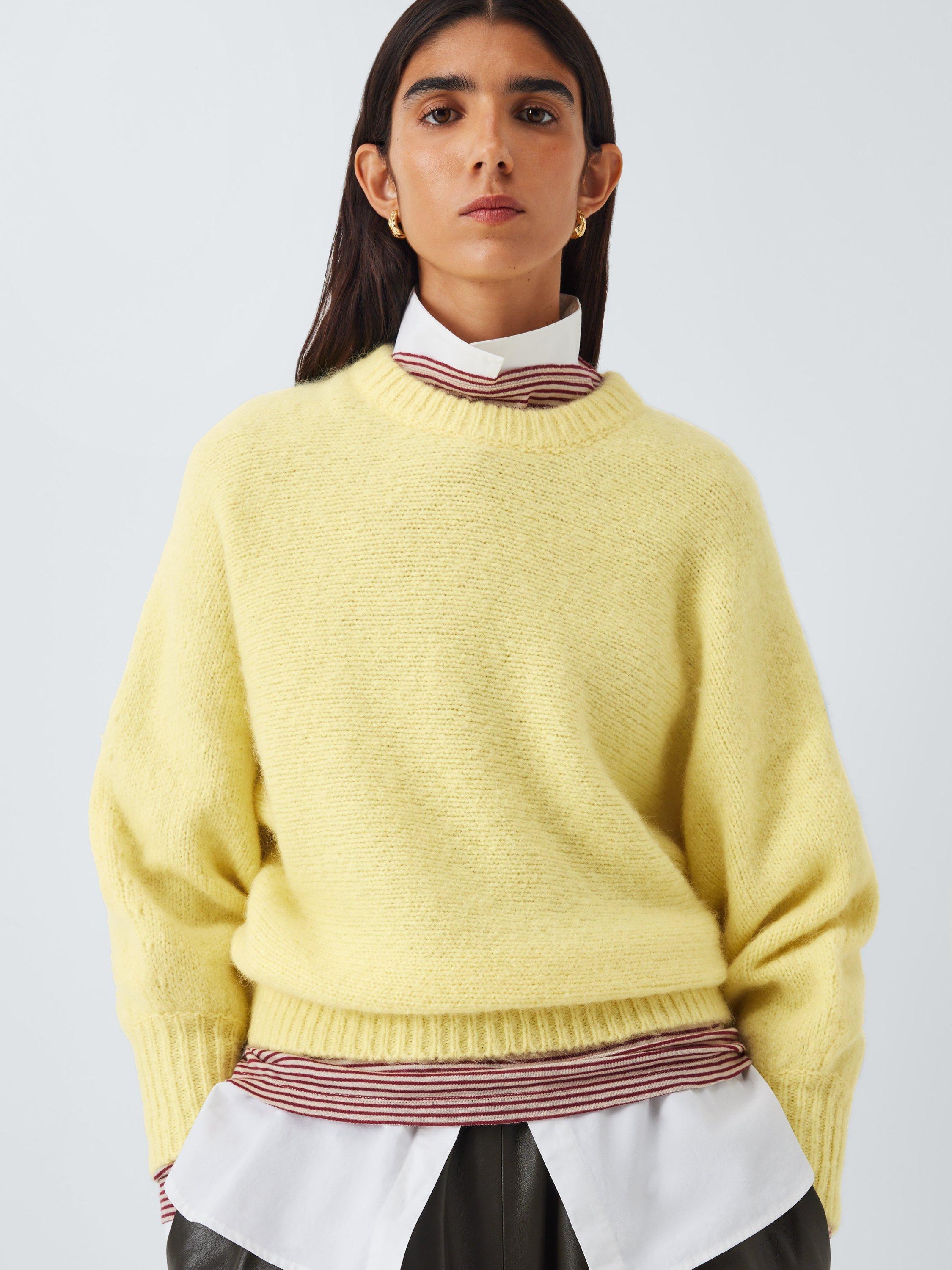 Product image 1 of 6, which shows John Lewis Alpaca Wool Blend Relaxed Jumper, Light Yellow, XS
