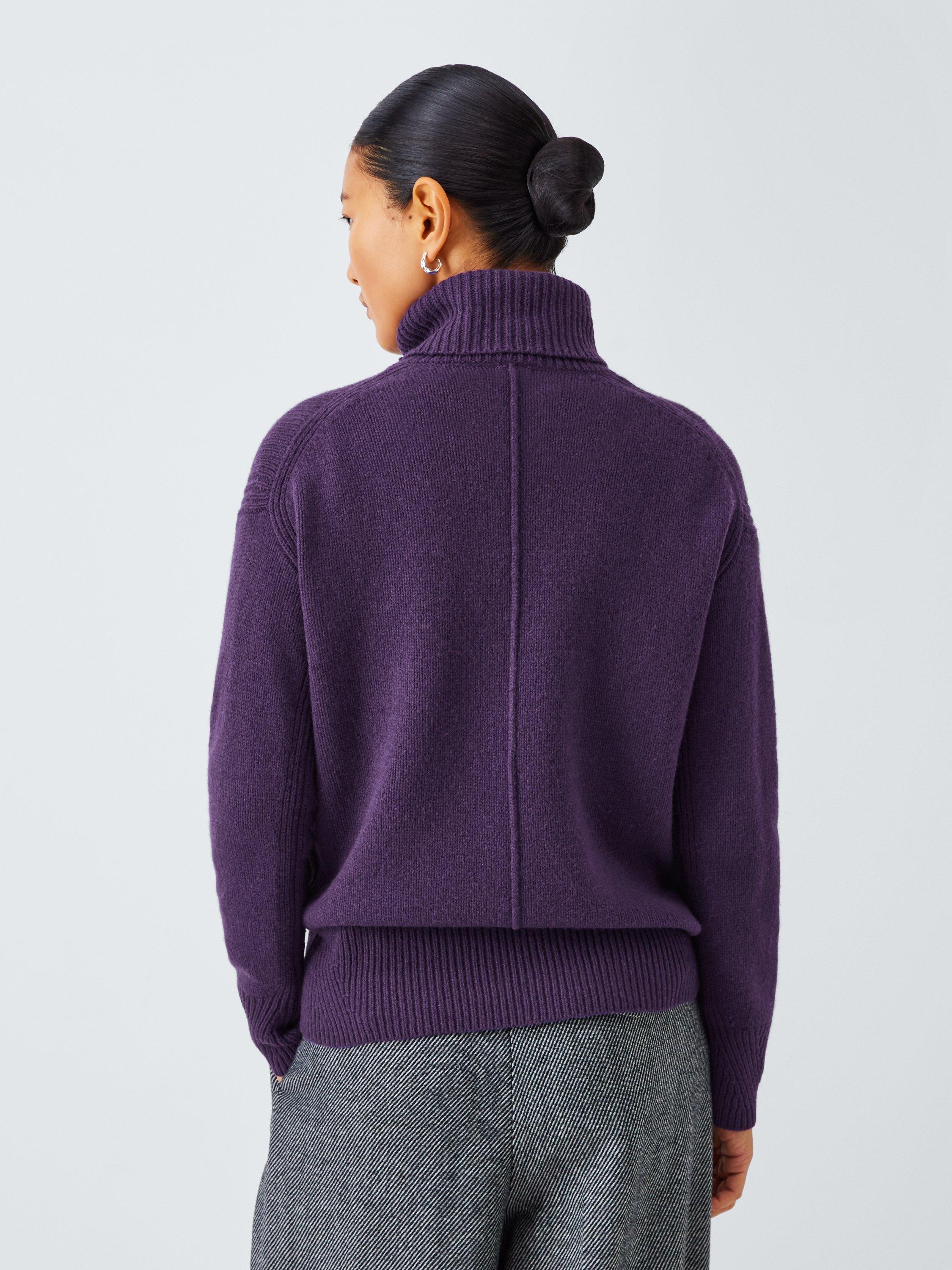 Product image 2 of 6, which shows John Lewis Donegal Wool Blend Roll Neck Jumper, Grape, XS