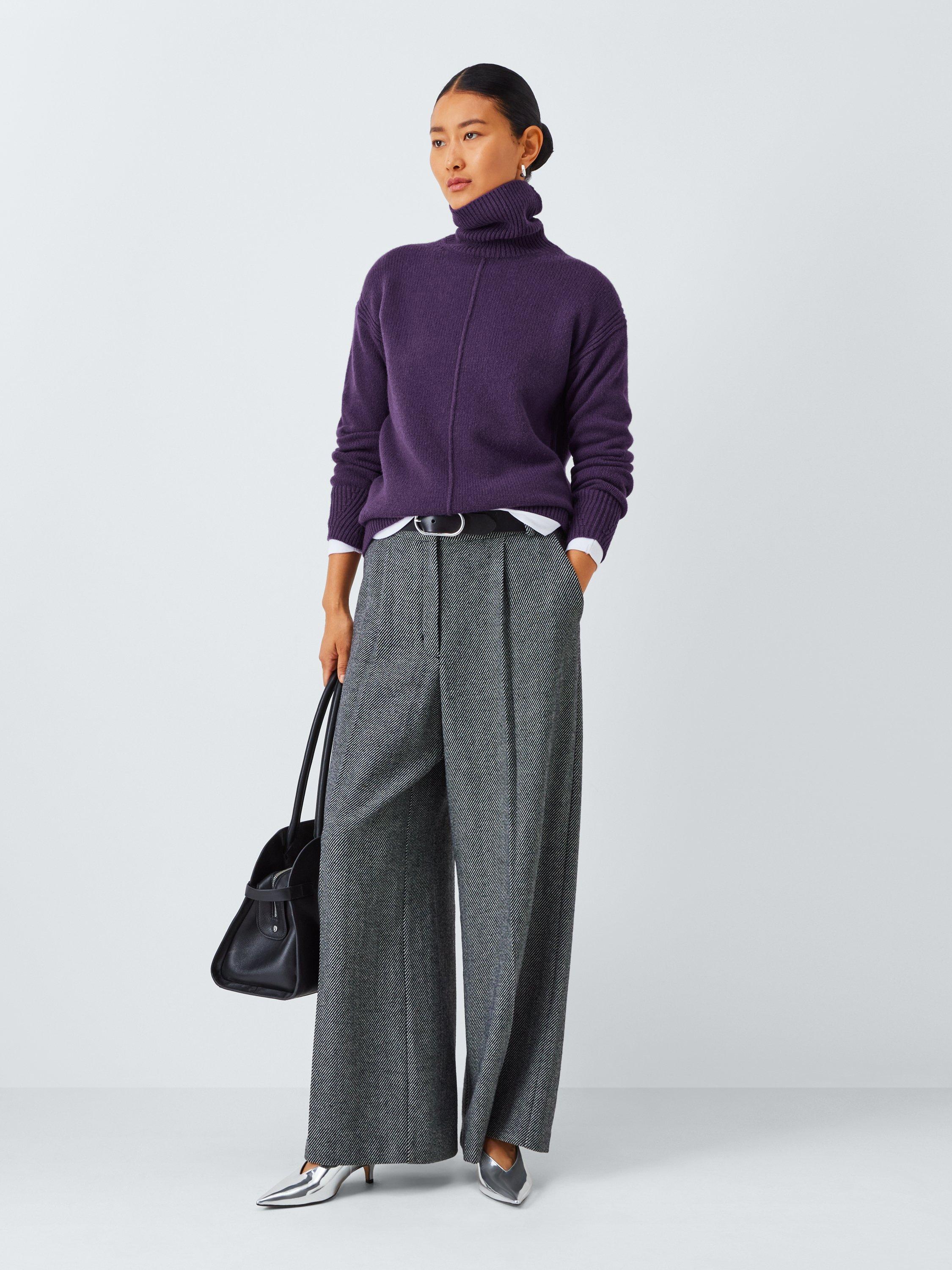 Product image 3 of 6, which shows John Lewis Donegal Wool Blend Roll Neck Jumper, Grape, XS