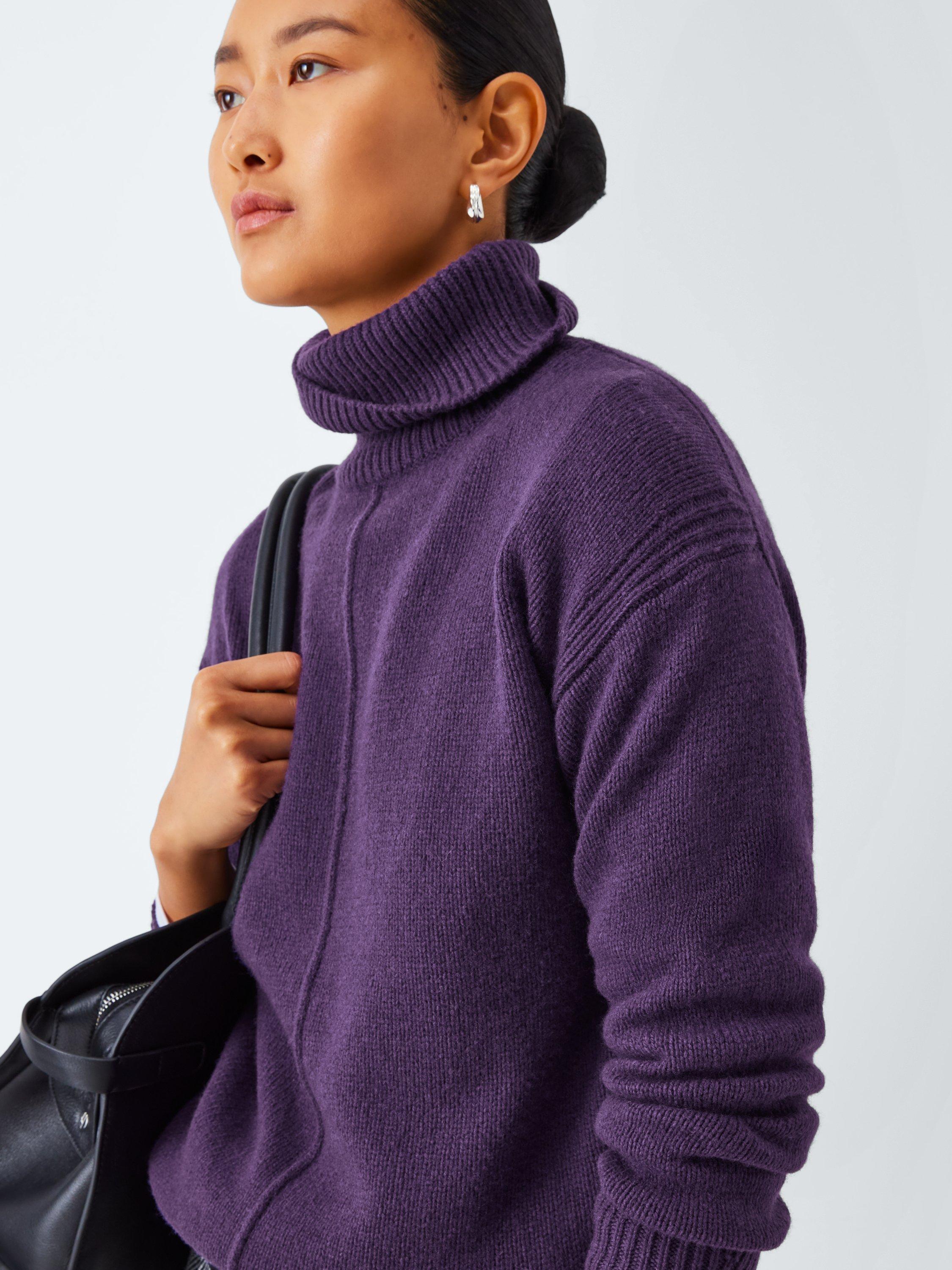 Product image 5 of 6, which shows John Lewis Donegal Wool Blend Roll Neck Jumper, Grape, XS