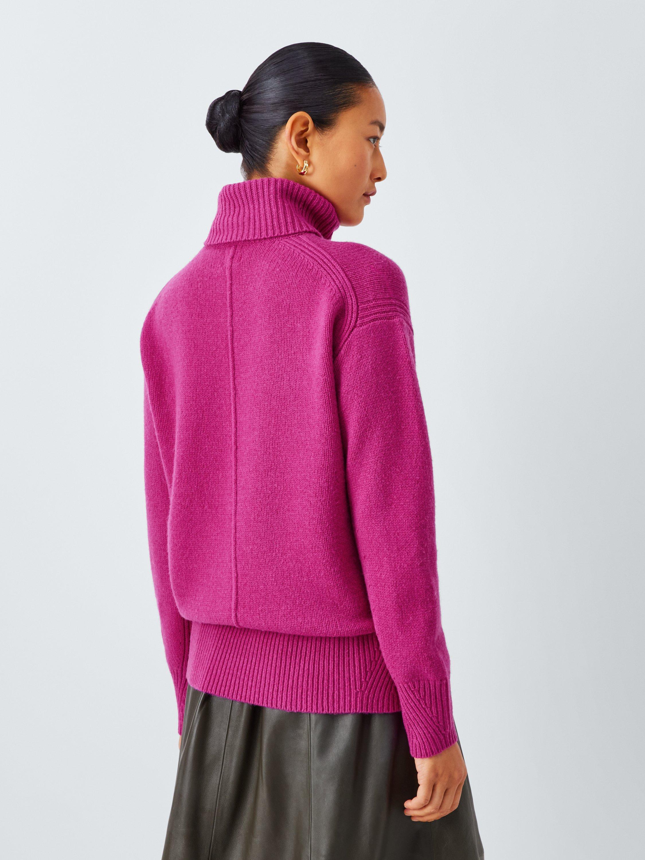 Product image 2 of 6, which shows John Lewis Donegal Wool Blend Roll Neck Jumper, Magenta, S