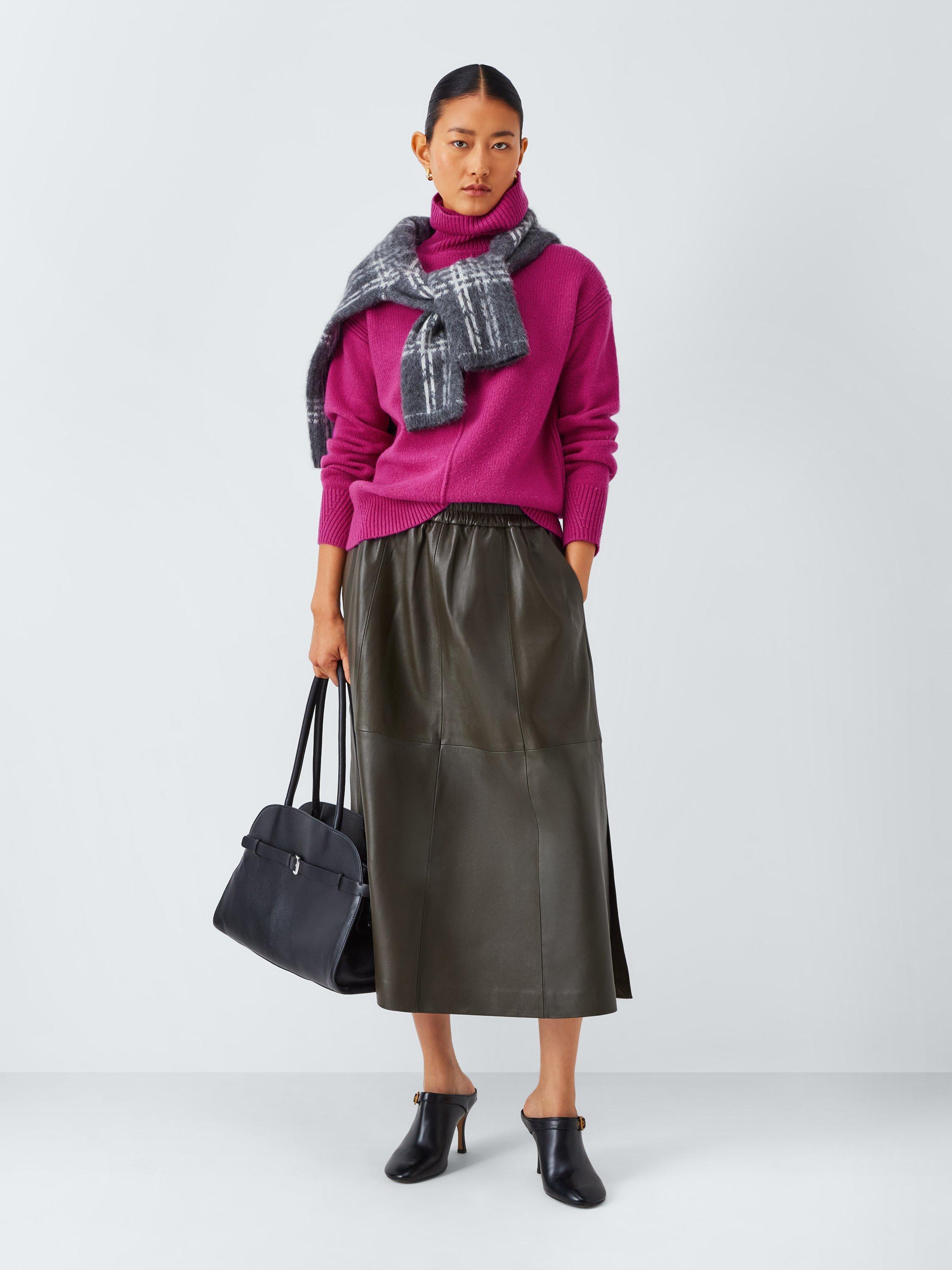 Product image 3 of 6, which shows John Lewis Donegal Wool Blend Roll Neck Jumper, Magenta, S