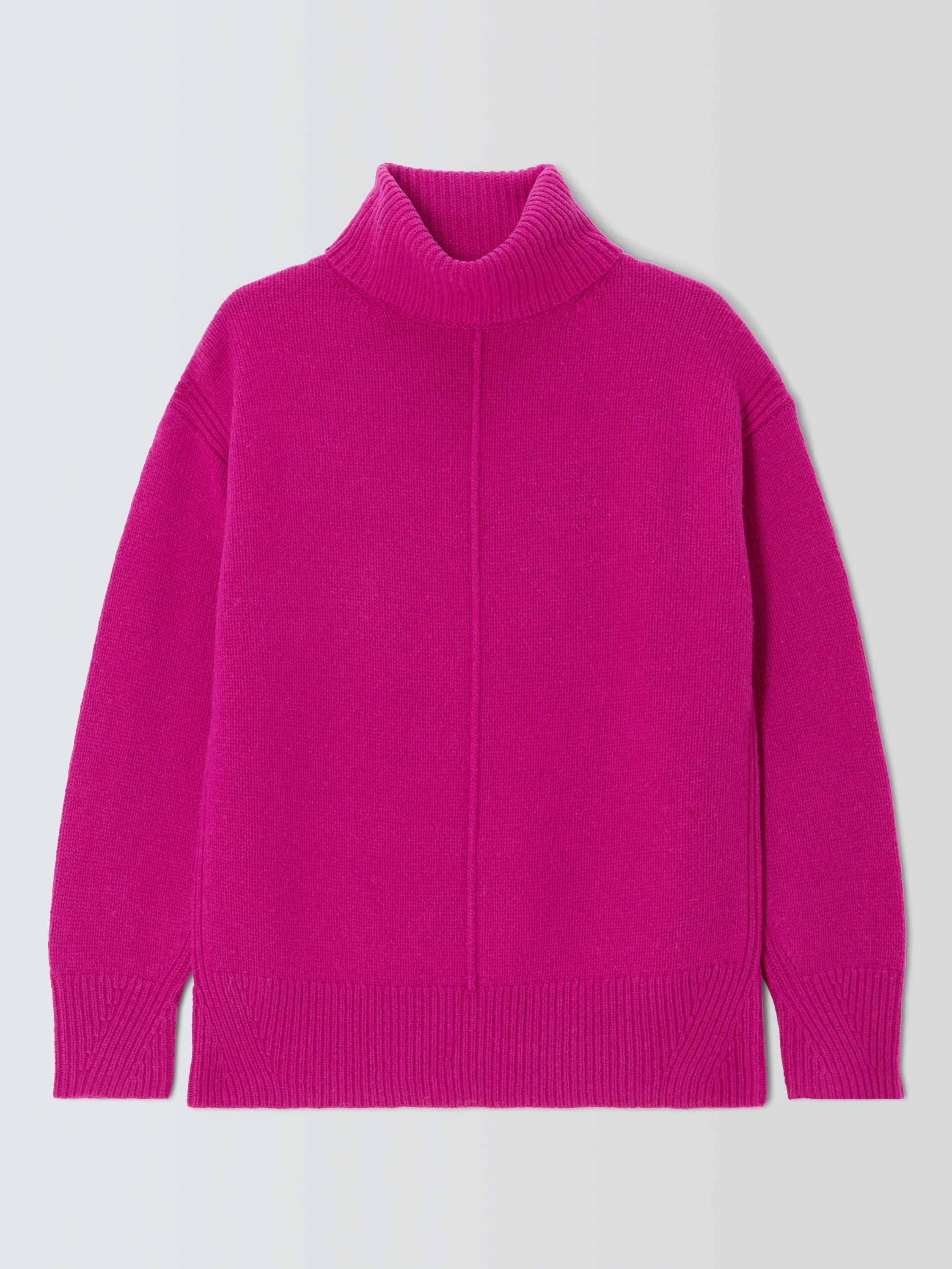 Product image 4 of 6, which shows John Lewis Donegal Wool Blend Roll Neck Jumper, Magenta, S