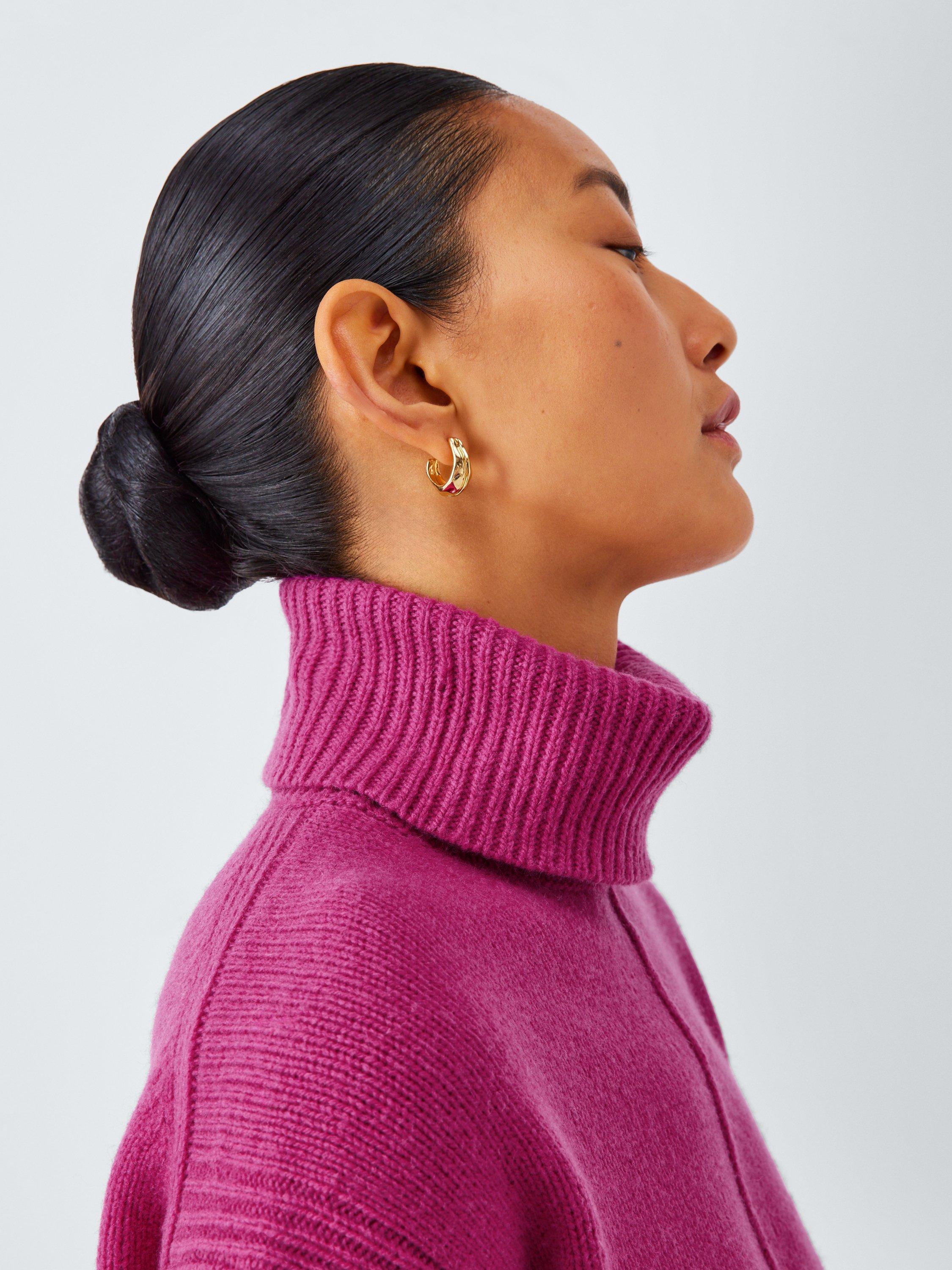 Product image 5 of 6, which shows John Lewis Donegal Wool Blend Roll Neck Jumper, Magenta, S