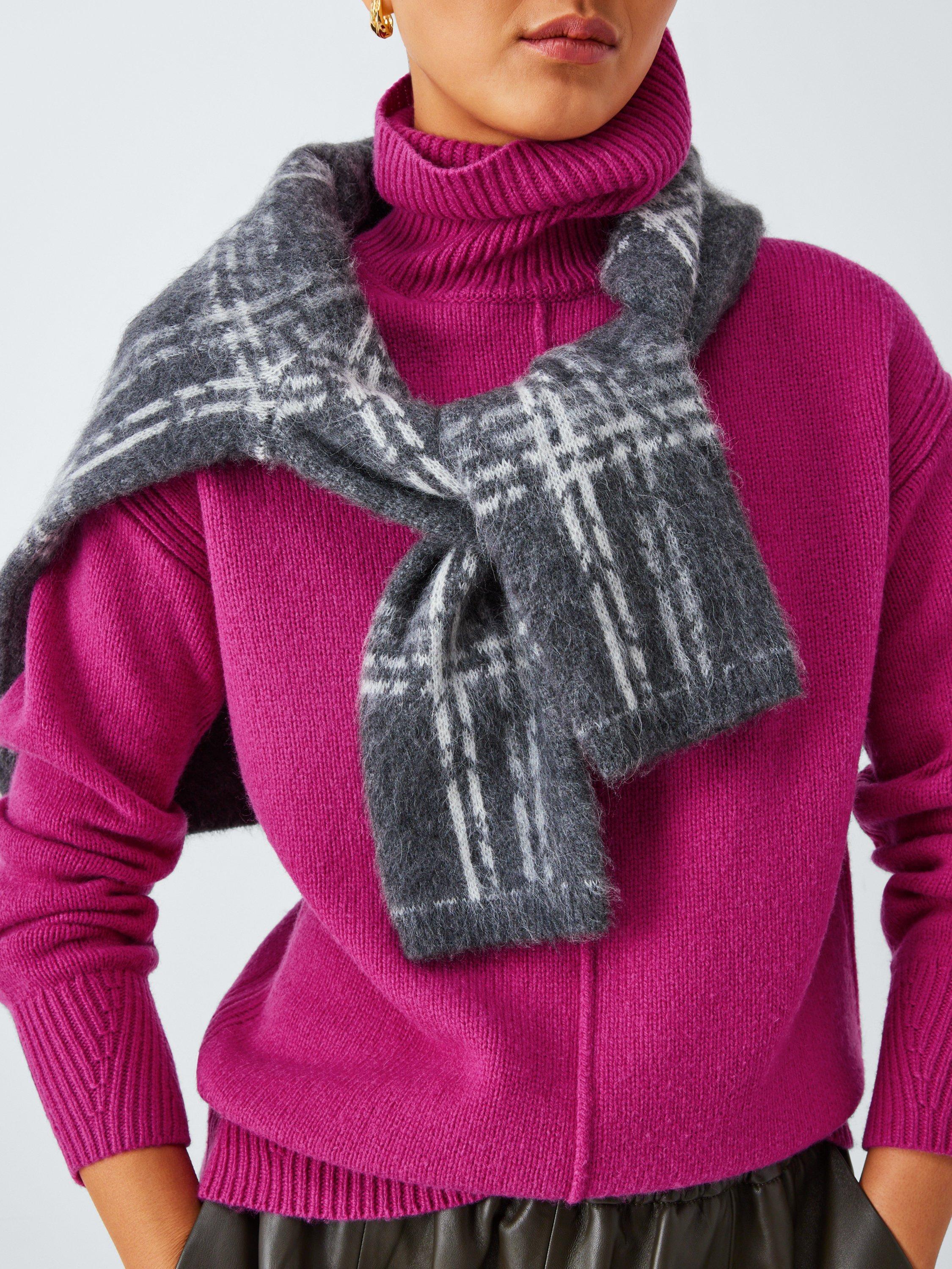 Product image 6 of 6, which shows John Lewis Donegal Wool Blend Roll Neck Jumper, Magenta, S