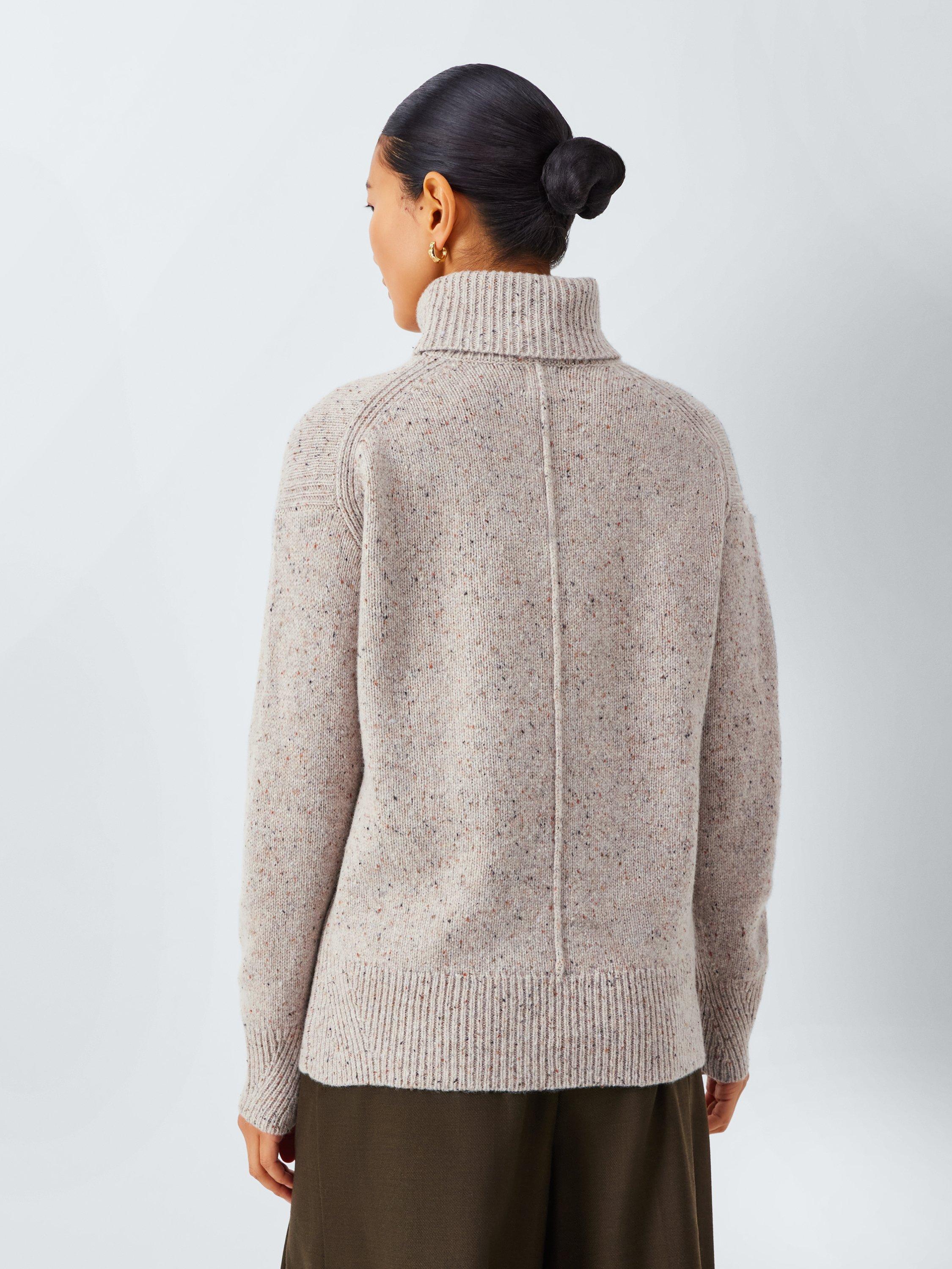 Product image 2 of 6, which shows John Lewis Donegal Wool Blend Roll Neck Jumper, Oatmeal, M