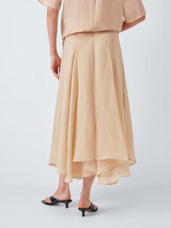 John Lewis Dip Hem Sheer Midi Skirt - view 2, Natural