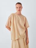 John Lewis Short Sleeved Draped Sheer T-Shirt, Natural