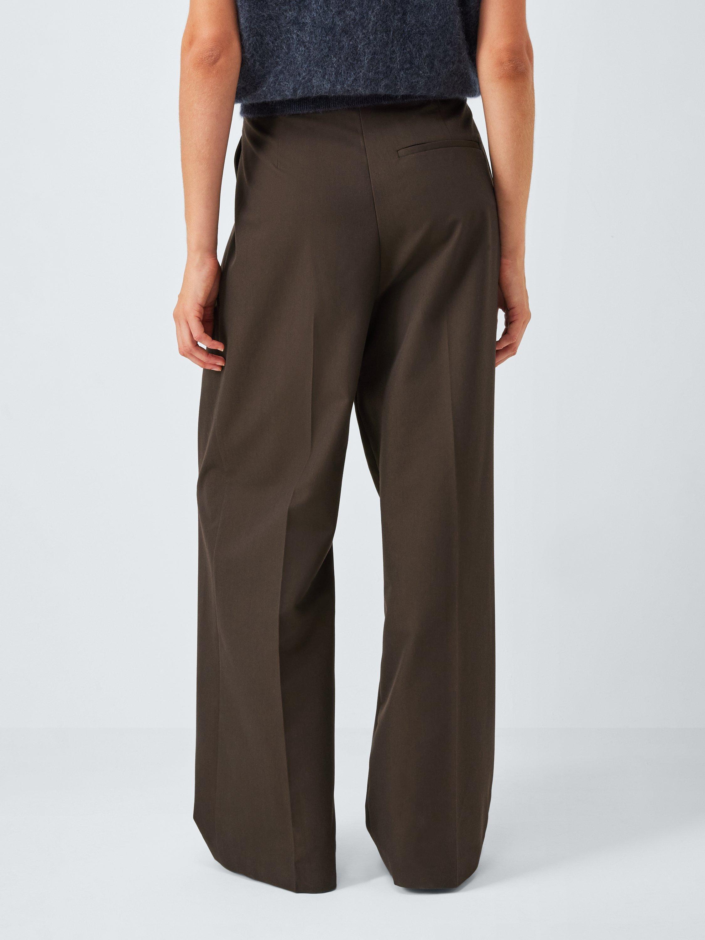 Product image 2 of 6, which shows John Lewis Pleat Wide Leg Trousers, Brown, 12