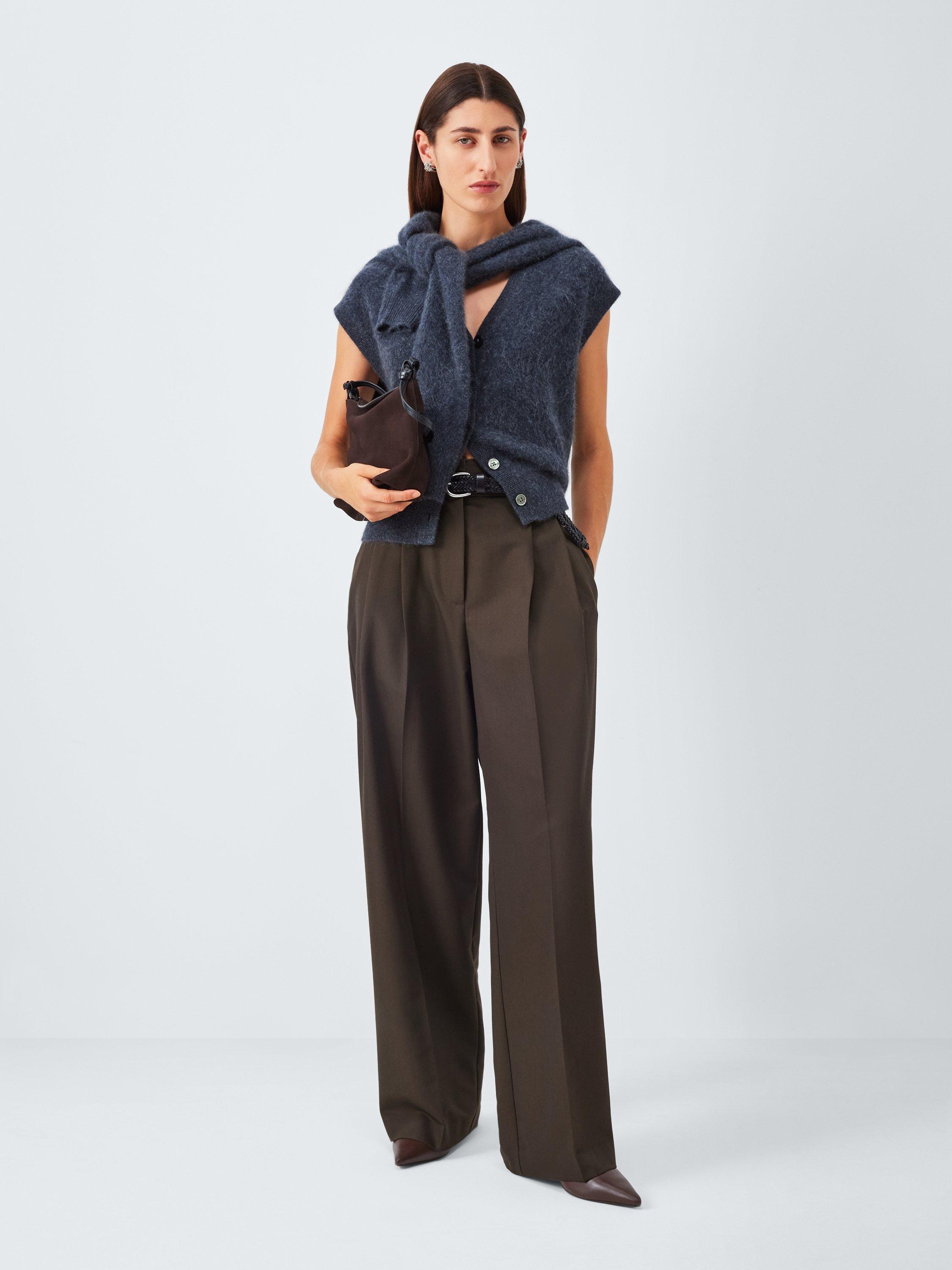 Product image 3 of 6, which shows John Lewis Pleat Wide Leg Trousers, Brown, 12