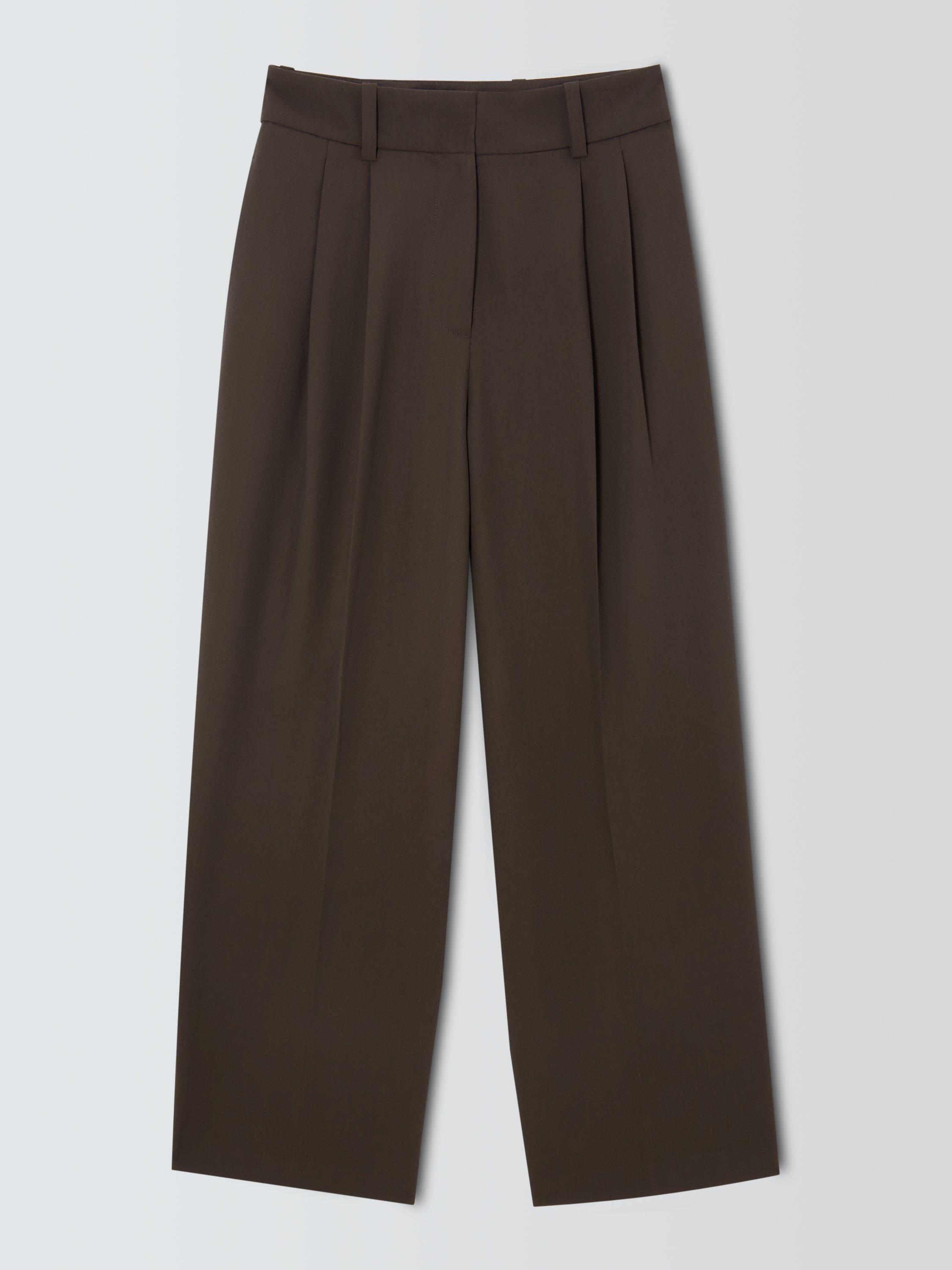 Product image 4 of 6, which shows John Lewis Pleat Wide Leg Trousers, Brown, 12