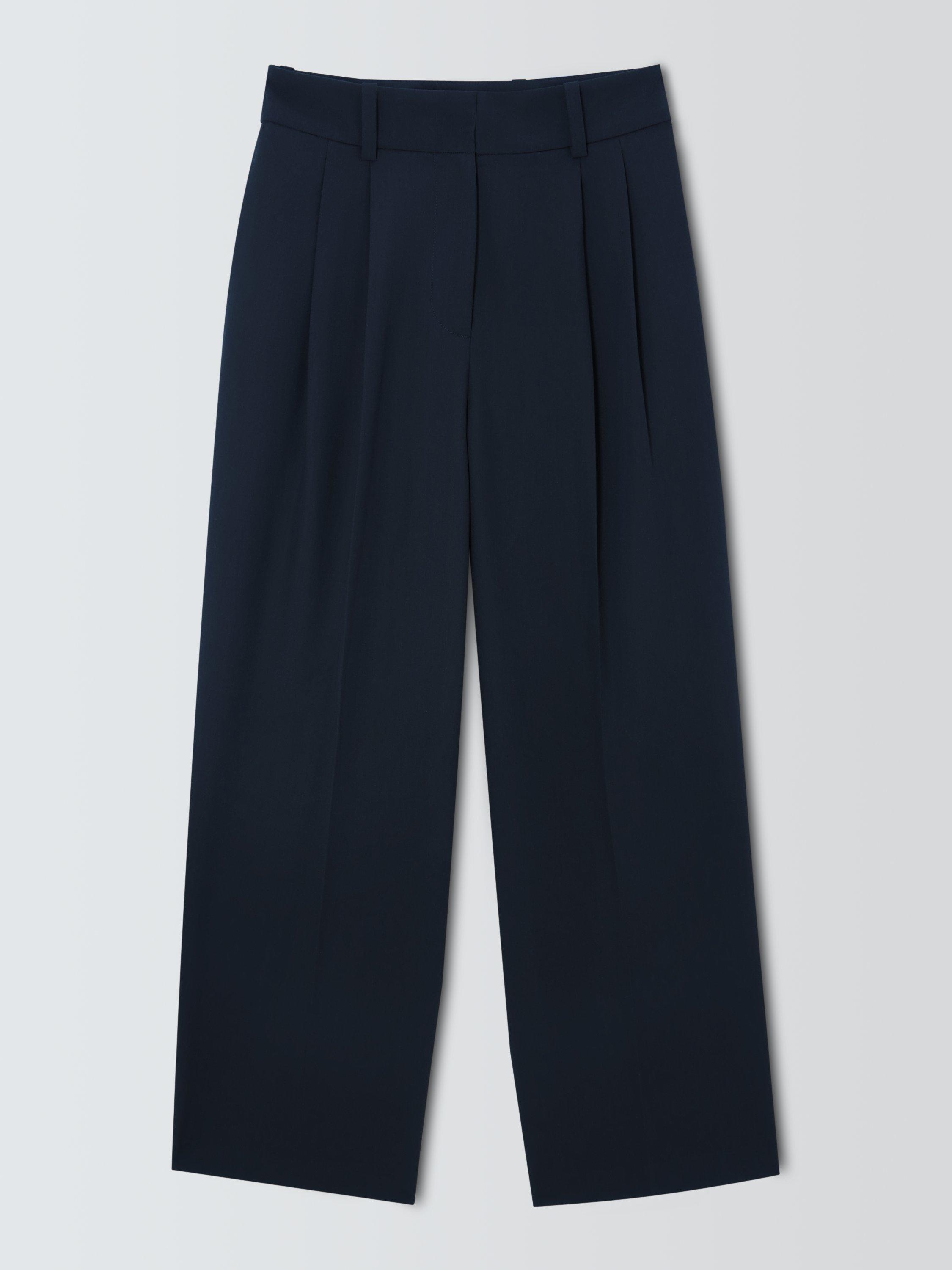Product image 4 of 6, which shows John Lewis Pleat Wide Leg Trousers, Navy, 10