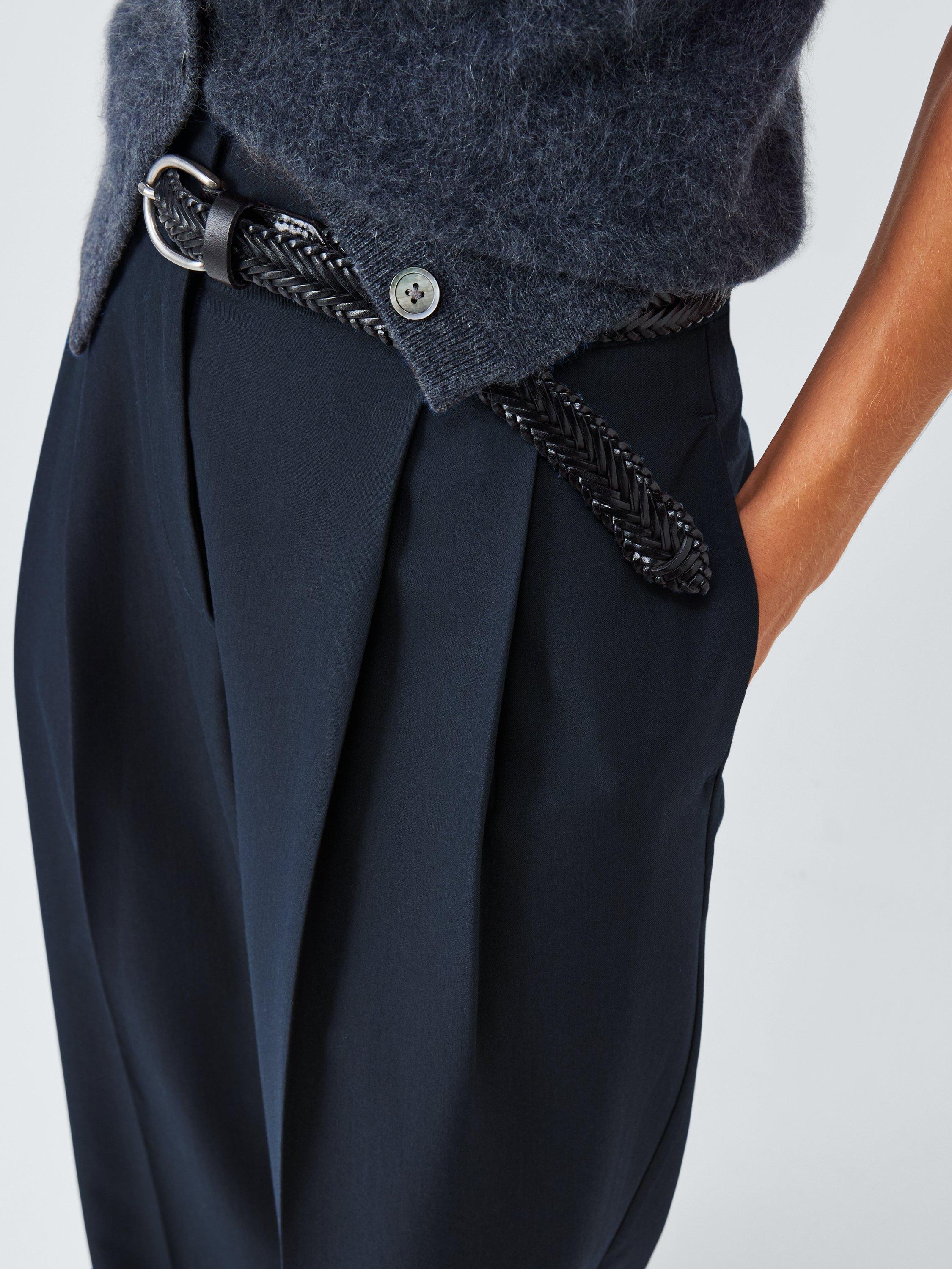Product image 5 of 6, which shows John Lewis Pleat Wide Leg Trousers, Navy, 10