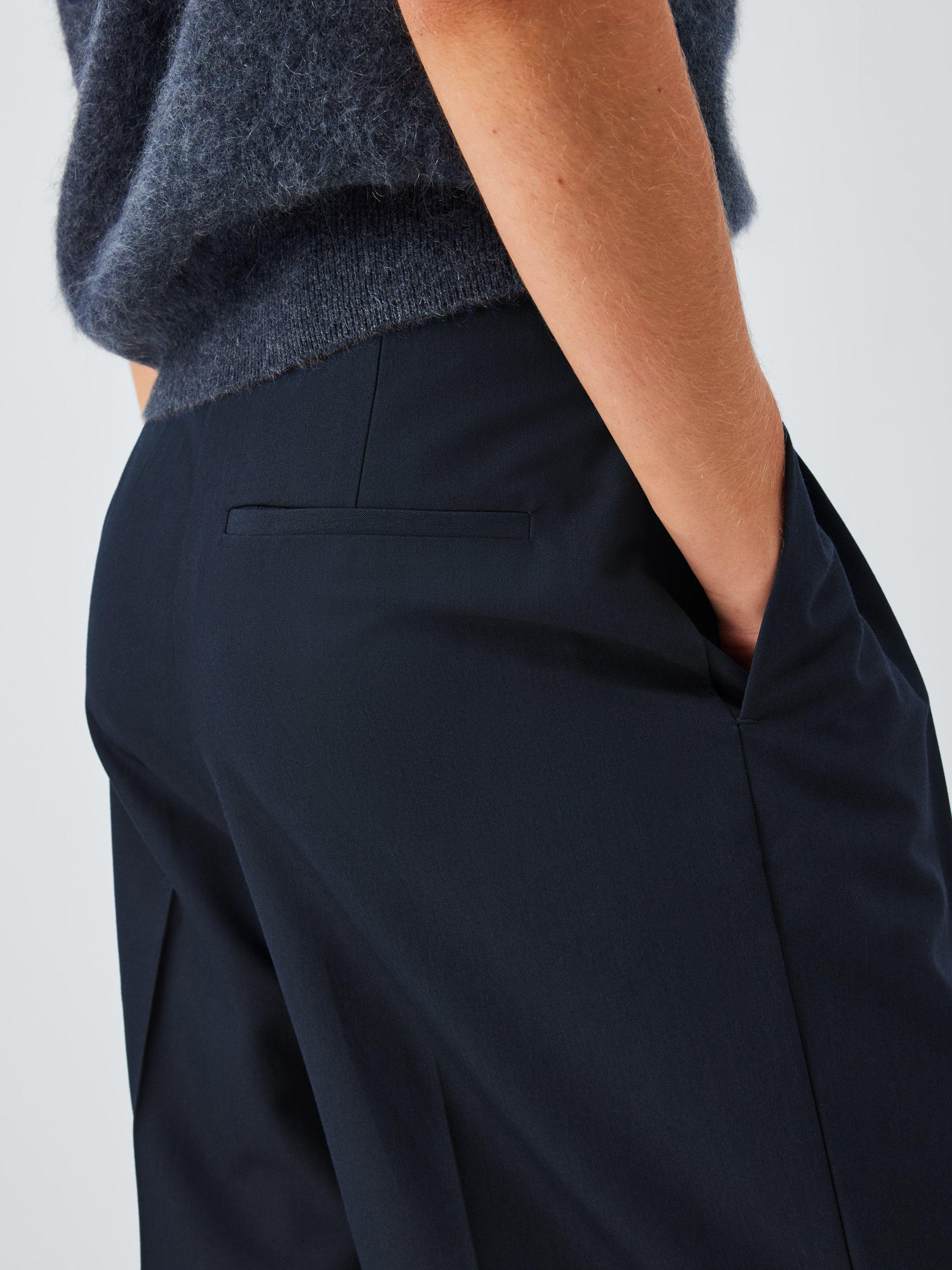Product image 6 of 6, which shows John Lewis Pleat Wide Leg Trousers, Navy, 10