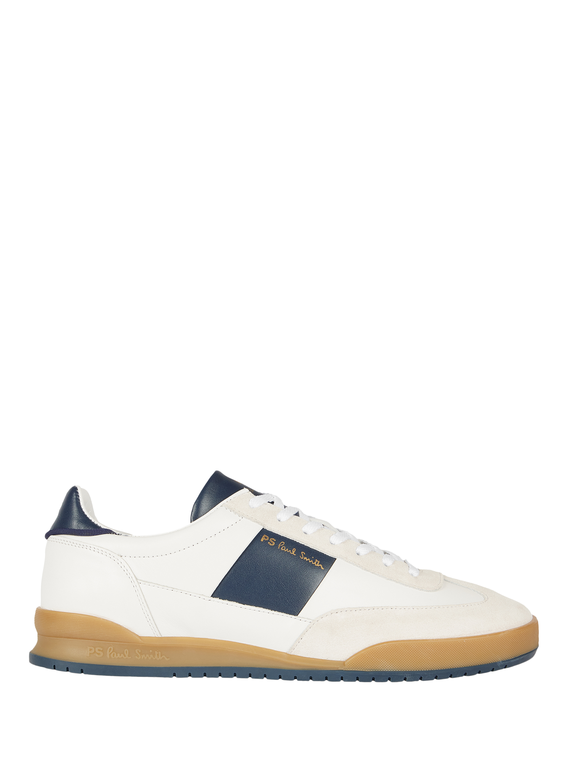 Product image 1 of 5, which shows Paul Smith Lace Up Leather Trainers, White Navy, 10
