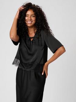 KAFFE Hilda Lace Trim Blouse, Black, Black