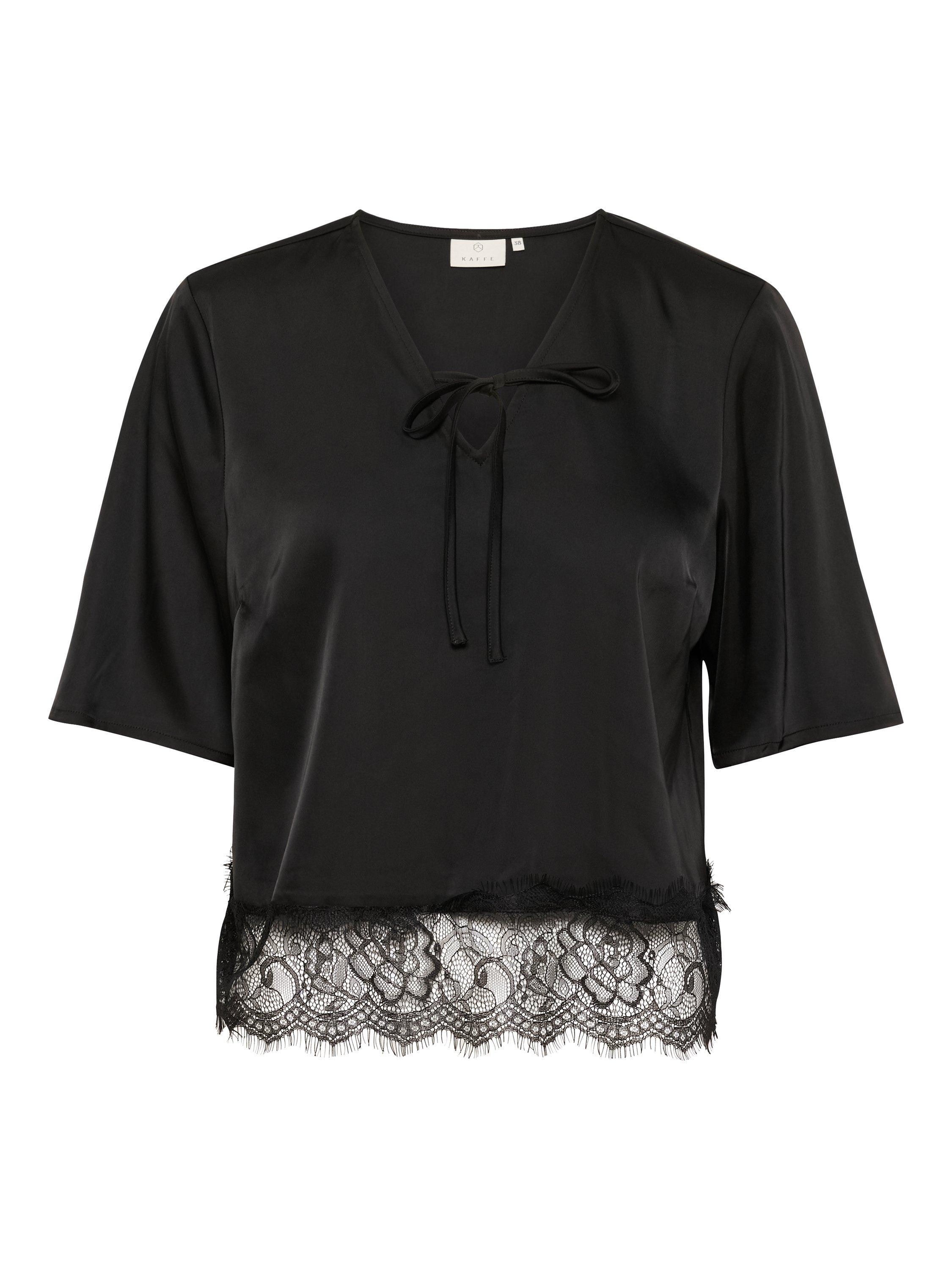 Product image 5 of 6, which shows KAFFE Hilda Lace Trim Blouse, Black, 16