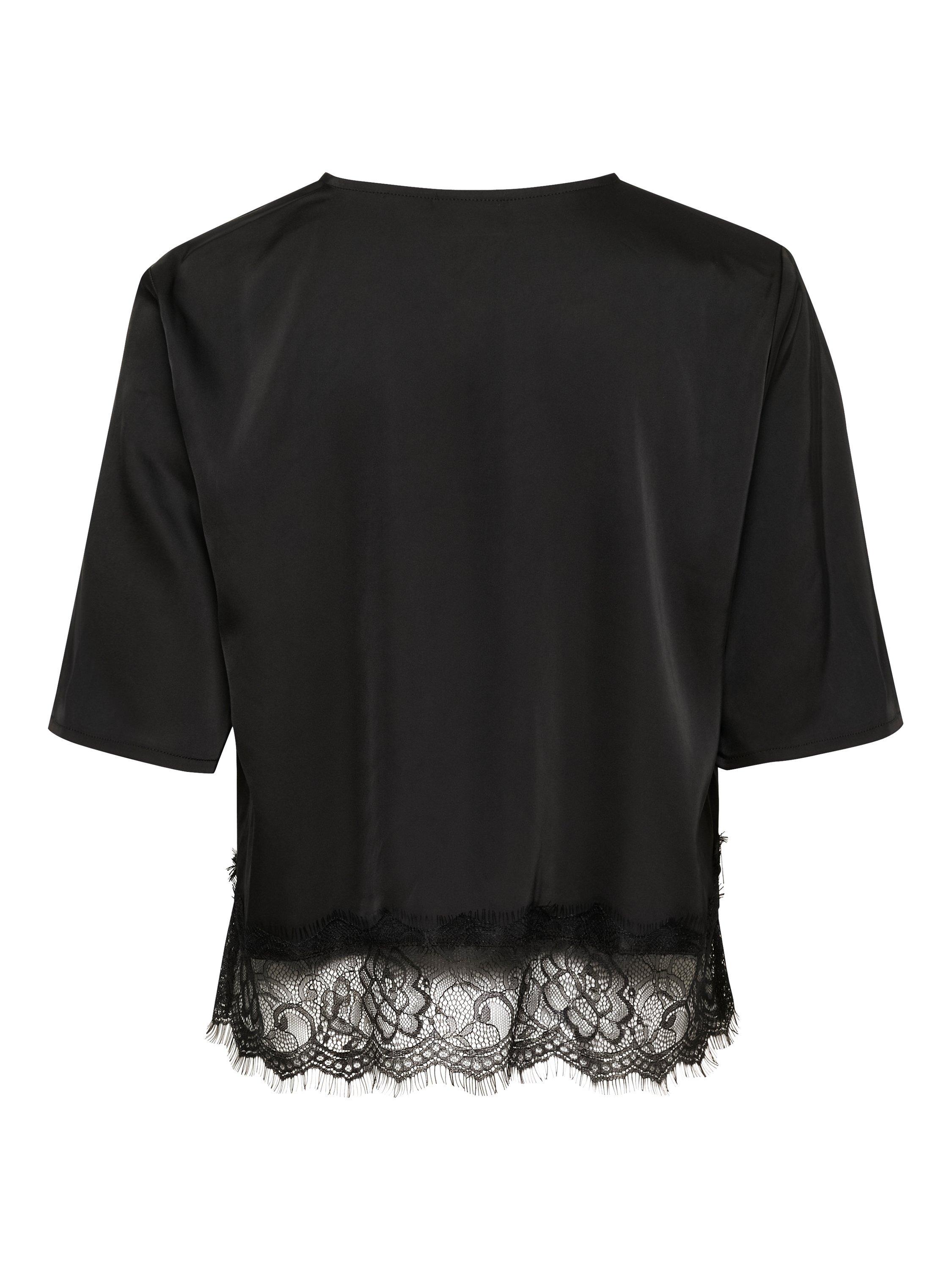 Product image 6 of 6, which shows KAFFE Hilda Lace Trim Blouse, Black, 16