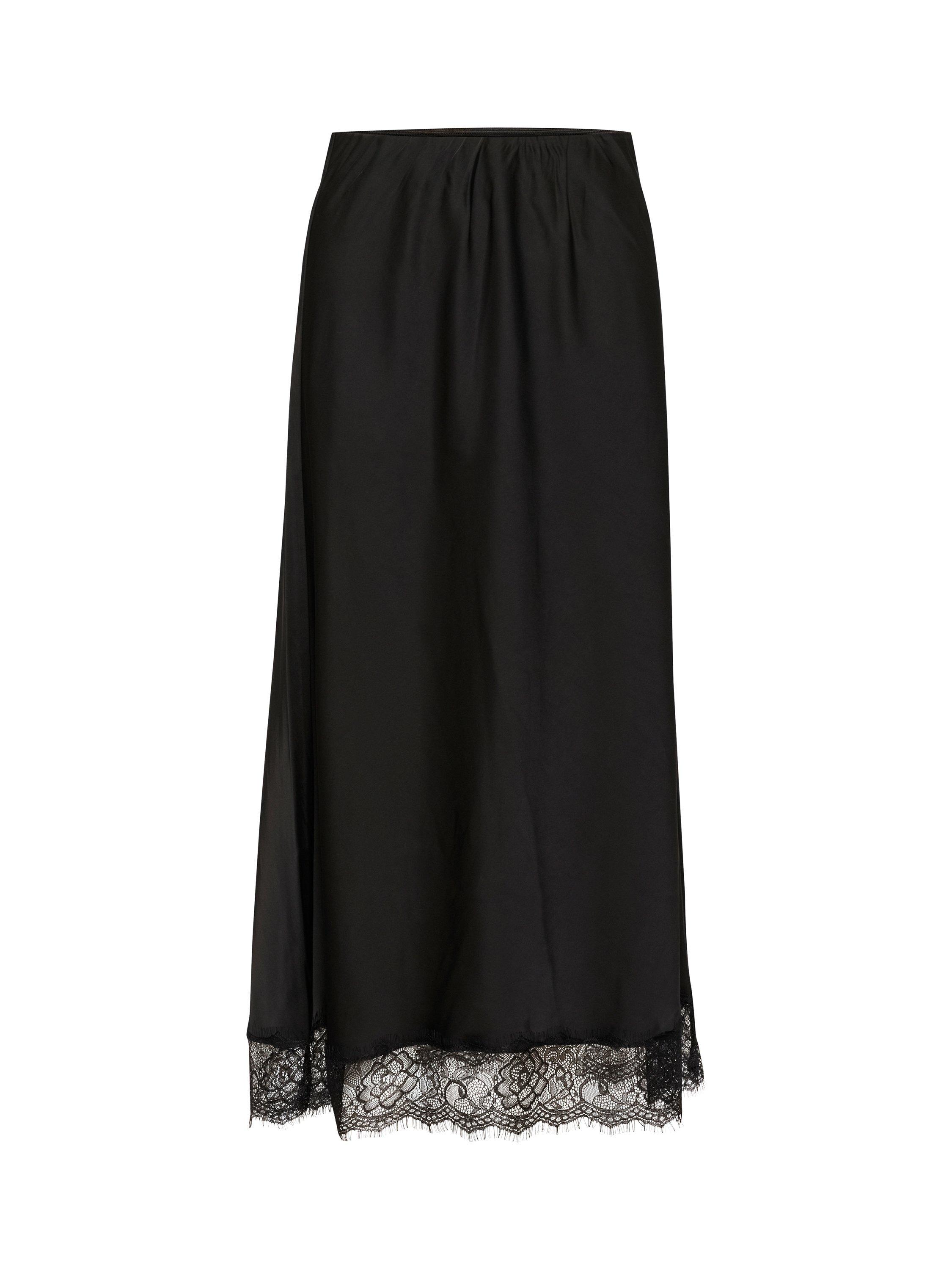 Product image 4 of 5, which shows KAFFE Hilda Lace Trim Midi Skirt, Black, 18