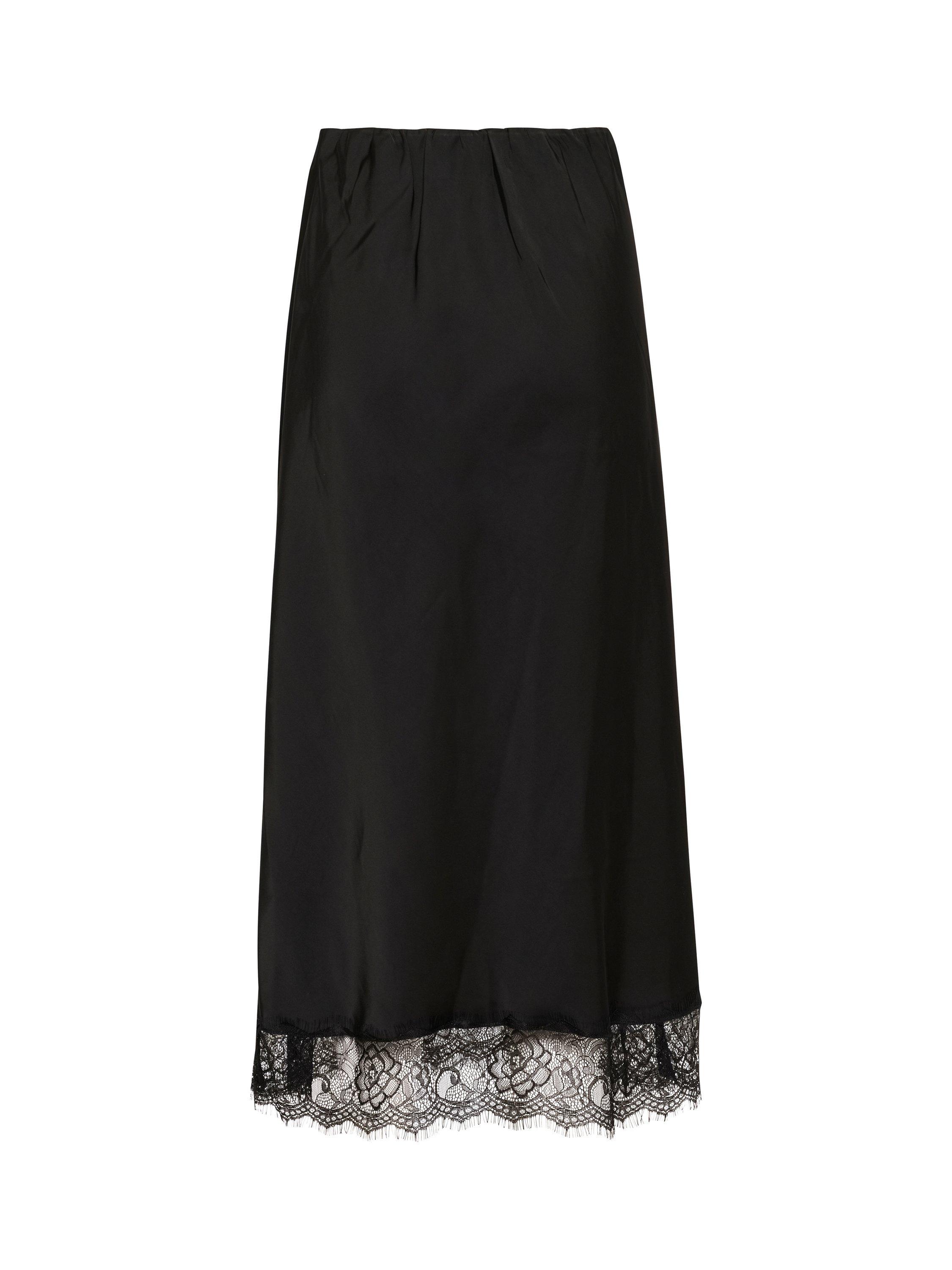 Product image 5 of 5, which shows KAFFE Hilda Lace Trim Midi Skirt, Black, 18