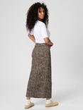 KAFFE Leondra Denim Zebra Print Maxi Skirt, Beige/Multi