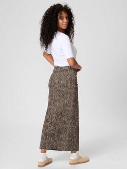 KAFFE Leondra Denim Zebra Print Maxi Skirt, Beige/Multi - view 2, Beige/Multi
