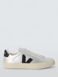 VEJA Campo Leather Trainers, Silver/Black