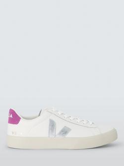 VEJA Campo Leather Trainers, White/Silver/Vio, White/Silver/Vio